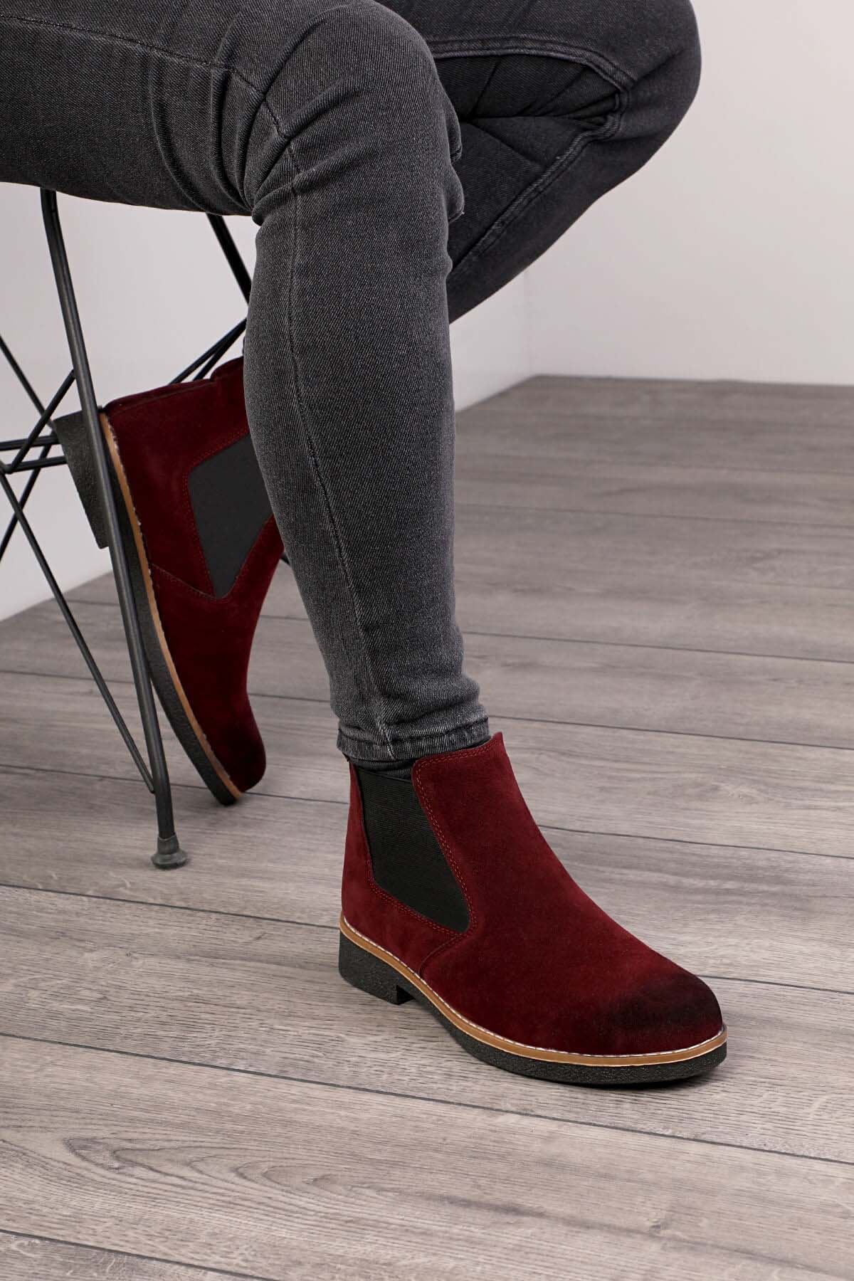 Freemax Unisex Ortopedik iç Tabanlık Suya Dayanıklı Chelsea Bot Garantili ÜrünFreemax.30141 Süet Bordo