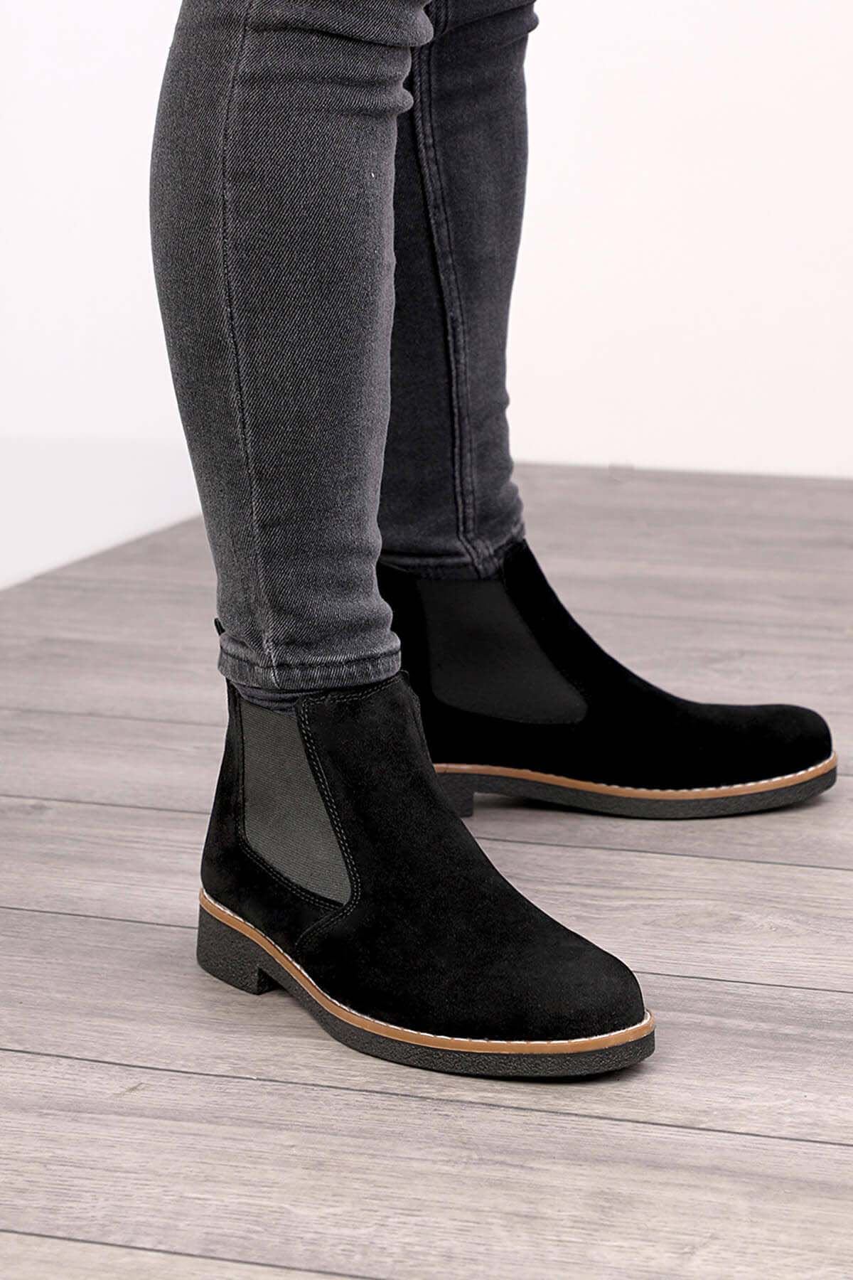 Freemax Unisex Ortopedik iç Tabanlık Suya Dayanıklı Chelsea Bot Garantili ÜrünFreemax.30141 SÜET SİYAH