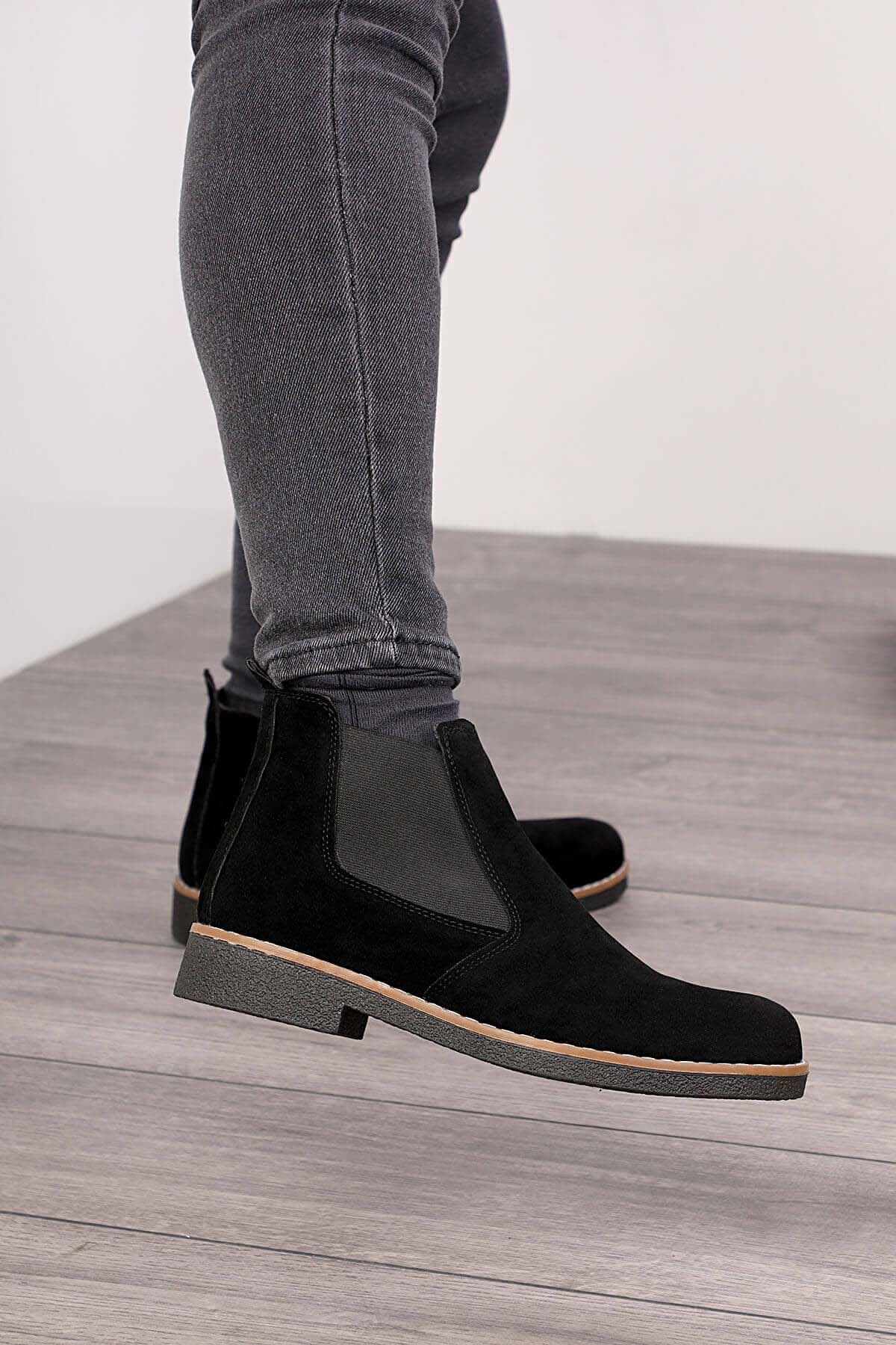 Freemax Unisex Ortopedik iç Tabanlık Suya Dayanıklı Chelsea Bot Garantili ÜrünFreemax.30141 SÜET SİYAH