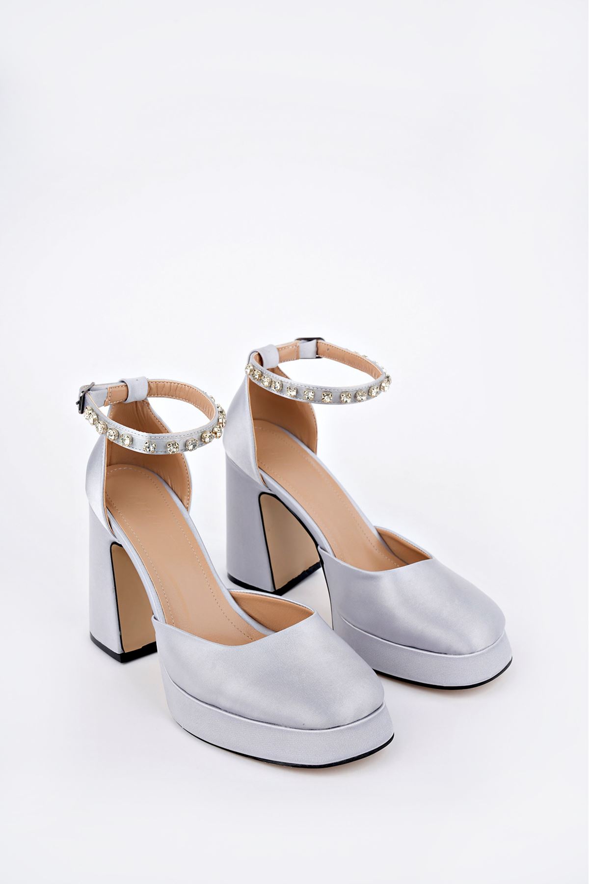 Freemax Kadın Yüksek Klasik 10 cm Topuklu Platform Ayakkabıı Byc 1008 Gümüş