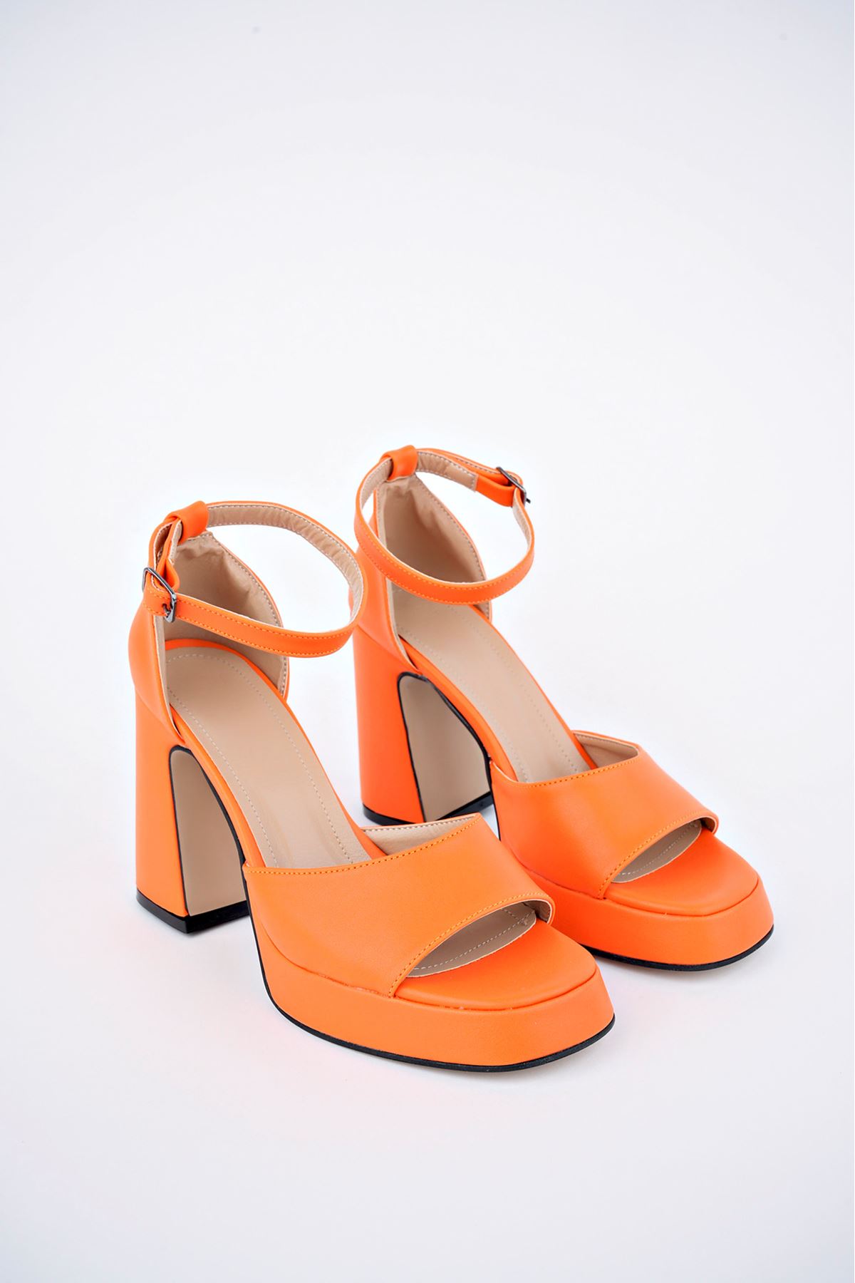 Freemax Kadın Yüksek Klasik 10 cm Topuklu Platform Ayakkabı Byc 1002 Orange