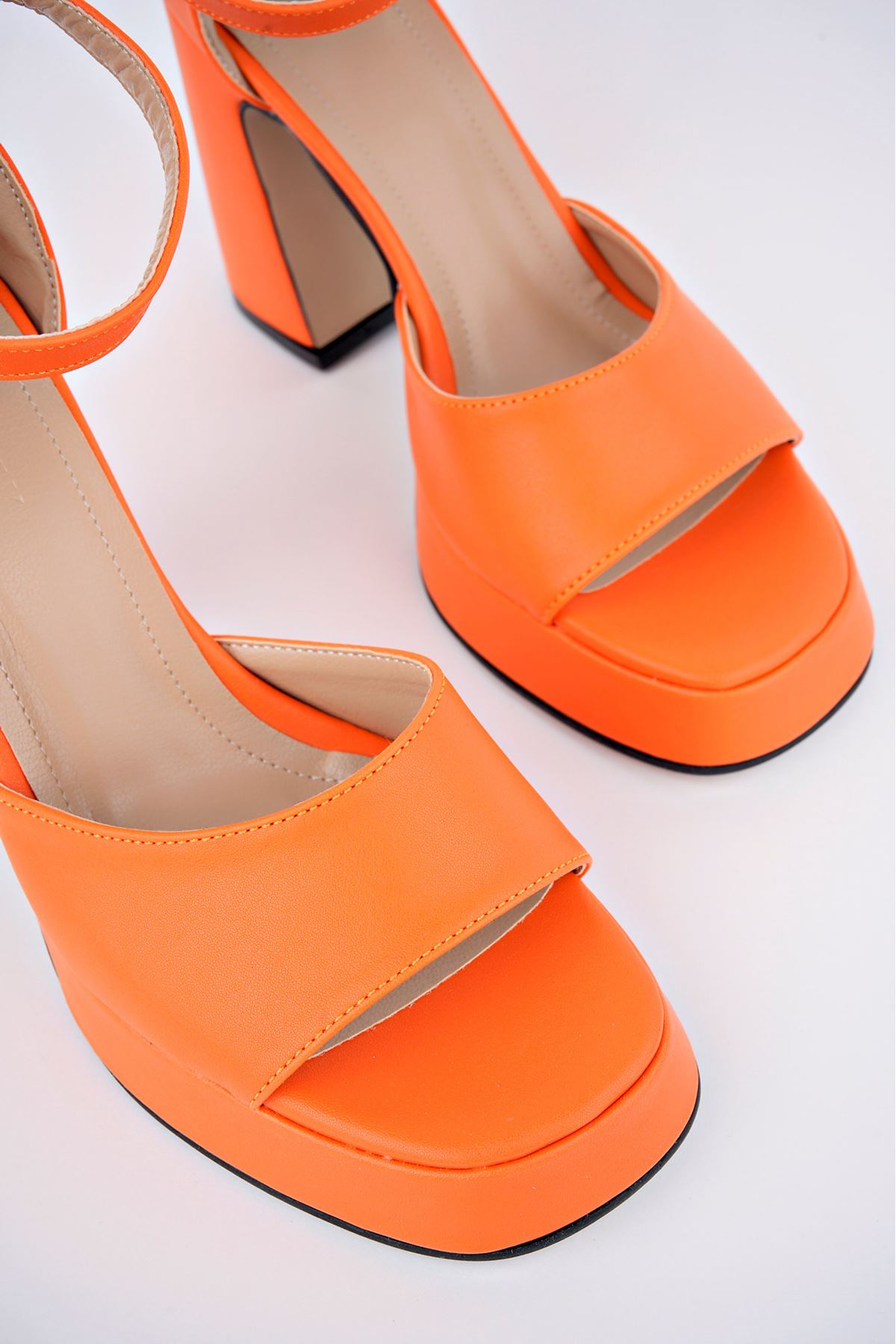 Freemax Kadın Yüksek Klasik 10 cm Topuklu Platform Ayakkabı Byc 1002 Orange