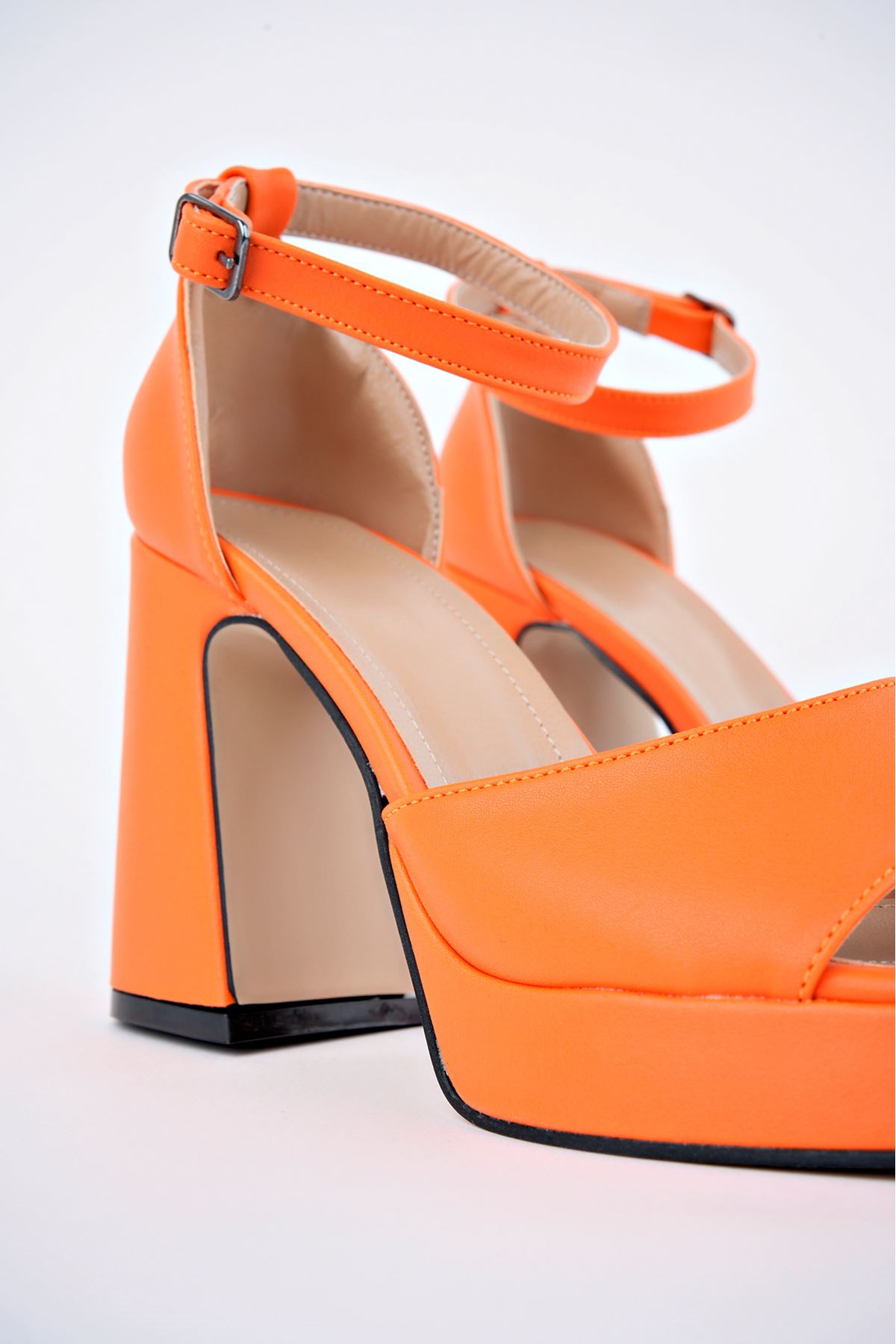 Freemax Kadın Yüksek Klasik 10 cm Topuklu Platform Ayakkabı Byc 1002 Orange