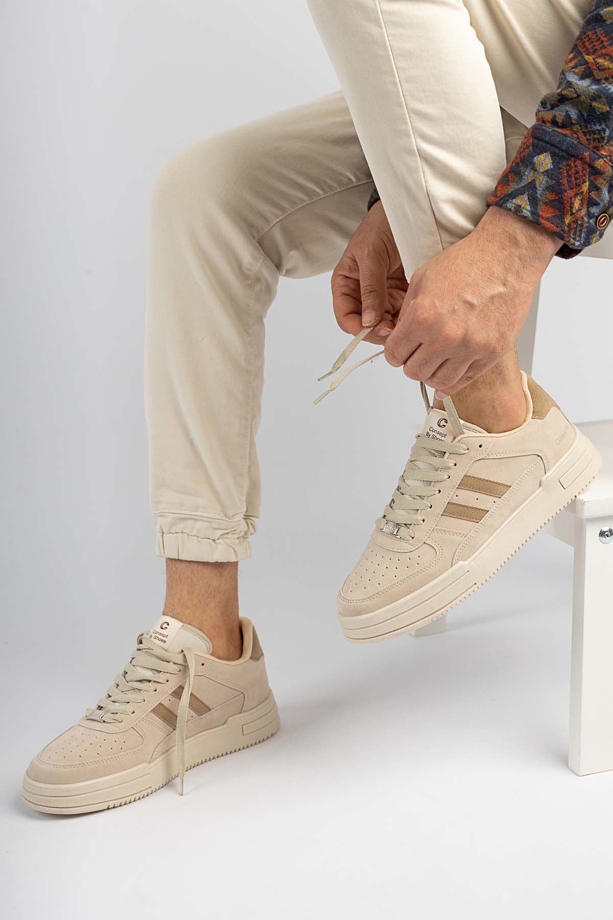 Freemax Unisex Garantili  Hafif Esnek Sağlam Sneaker Spor Ayakkabı Bej Kahve