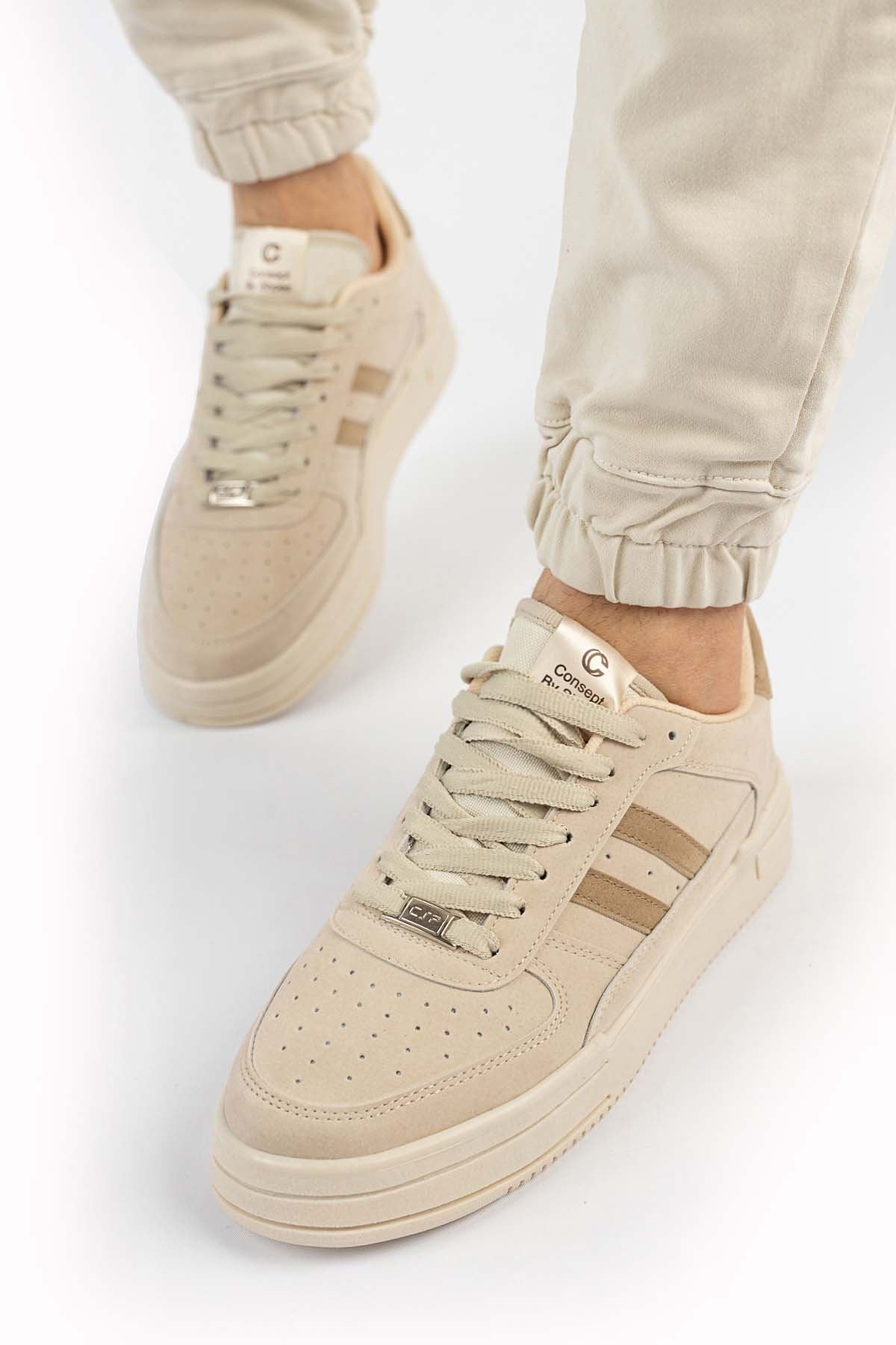 Freemax Unisex Garantili  Hafif Esnek Sağlam Sneaker Spor Ayakkabı Bej Kahve