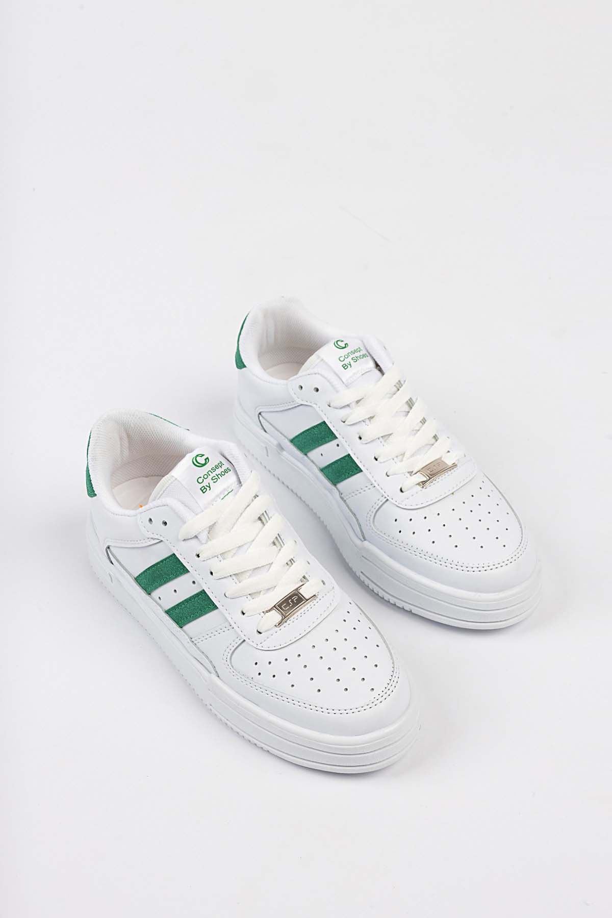 Freemax Unisex Garantili  Hafif Esnek Sağlam Sneaker Spor Ayakkabı Beyaz Yeşil