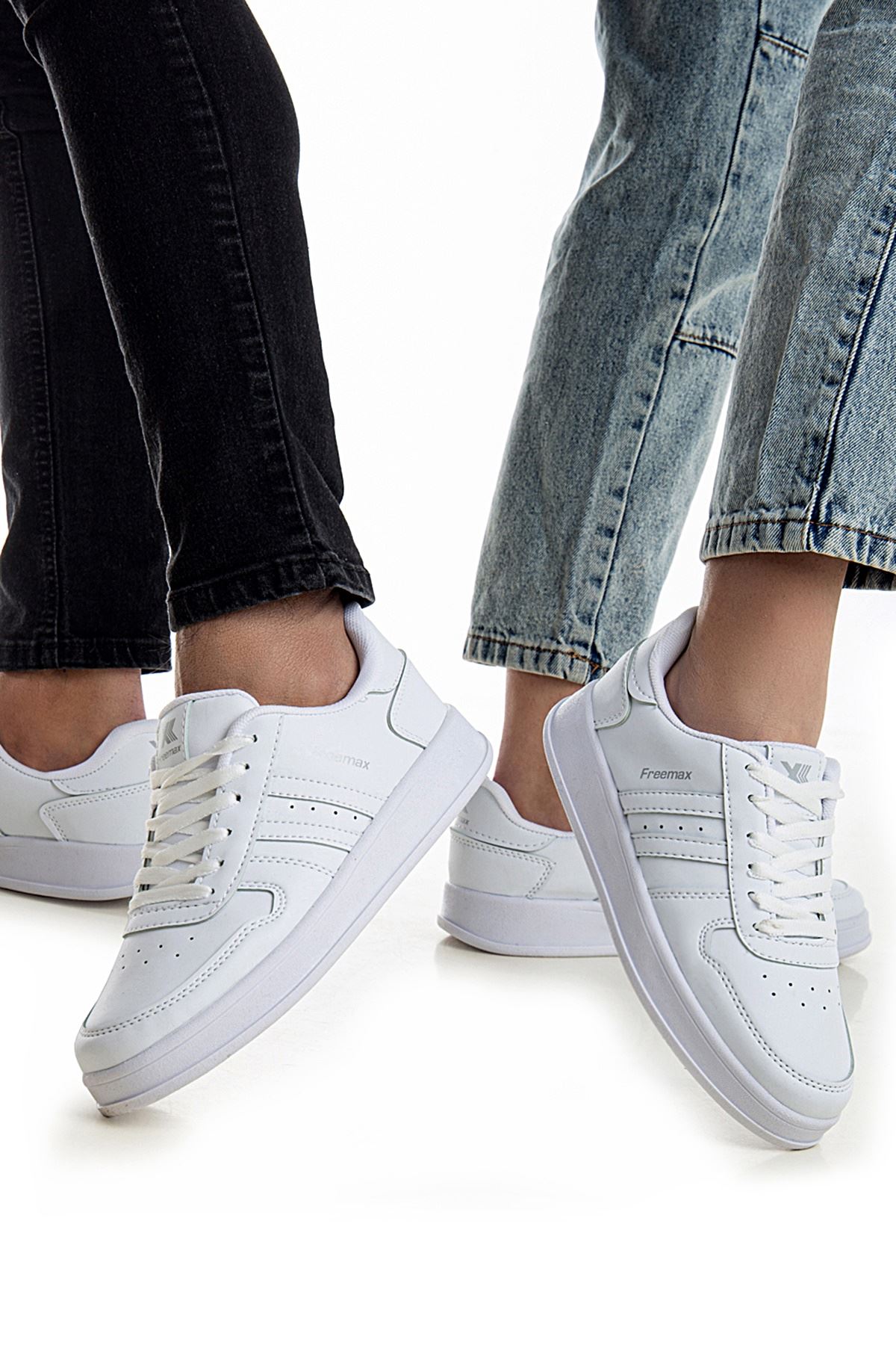 Freemax Unisex Garantili  İç Tabanlık Hafif Esnek Sağlam Sneaker Spor Ayakkabı 2023.178 BEYAZ BEYAZ