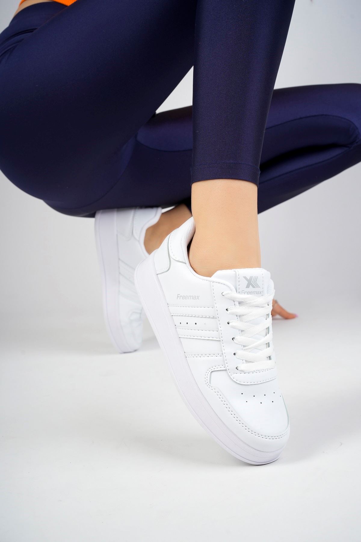 Freemax Unisex Garantili  İç Tabanlık Hafif Esnek Sağlam Sneaker Spor Ayakkabı 2023.178 BEYAZ BEYAZ