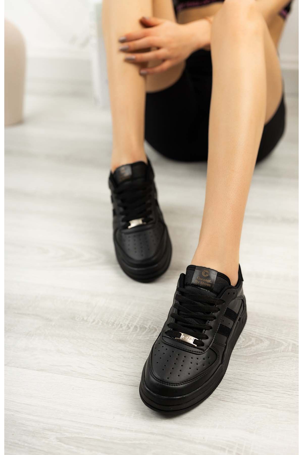 Freemax Unisex Garantili  Hafif Esnek Sağlam Sneaker Spor Ayakkabı Siyah Siyah