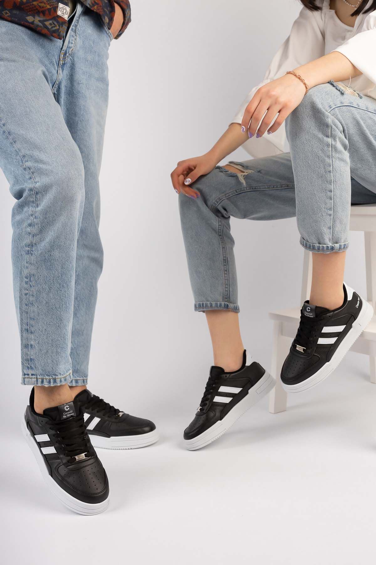 Freemax Unisex Garantili  Hafif Esnek Sağlam Sneaker Spor Ayakkabı Siyah Beyaz