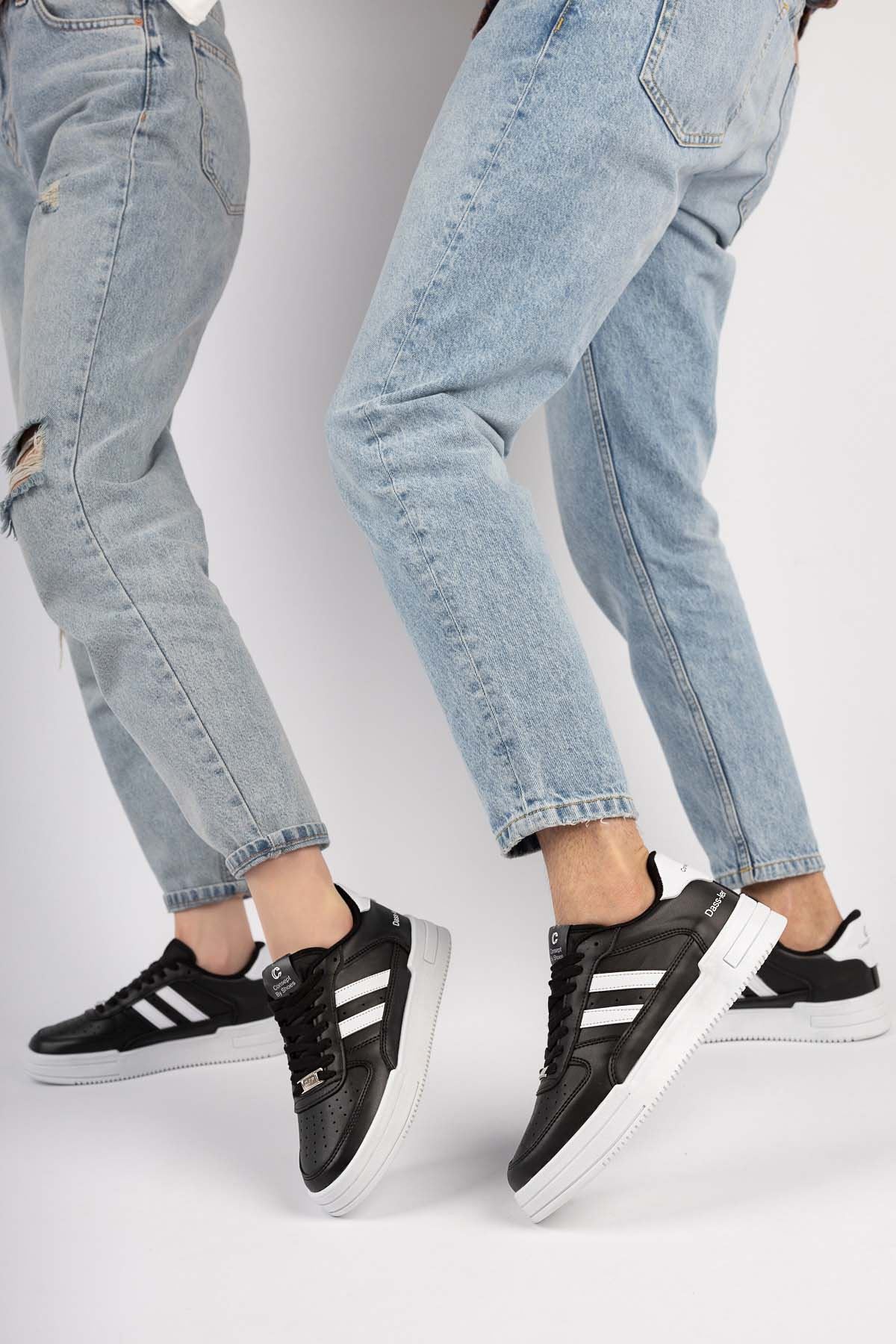 Freemax Unisex Garantili  Hafif Esnek Sağlam Sneaker Spor Ayakkabı Siyah Beyaz