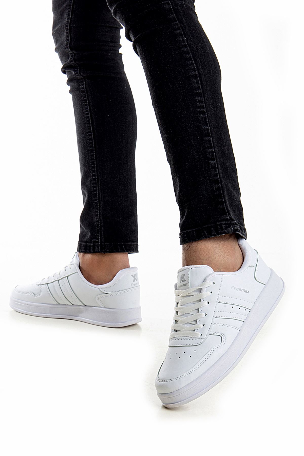 Freemax Unisex Garantili  İç Tabanlık Hafif Esnek Sağlam Sneaker Spor Ayakkabı 2023.178 BEYAZ BEYAZ