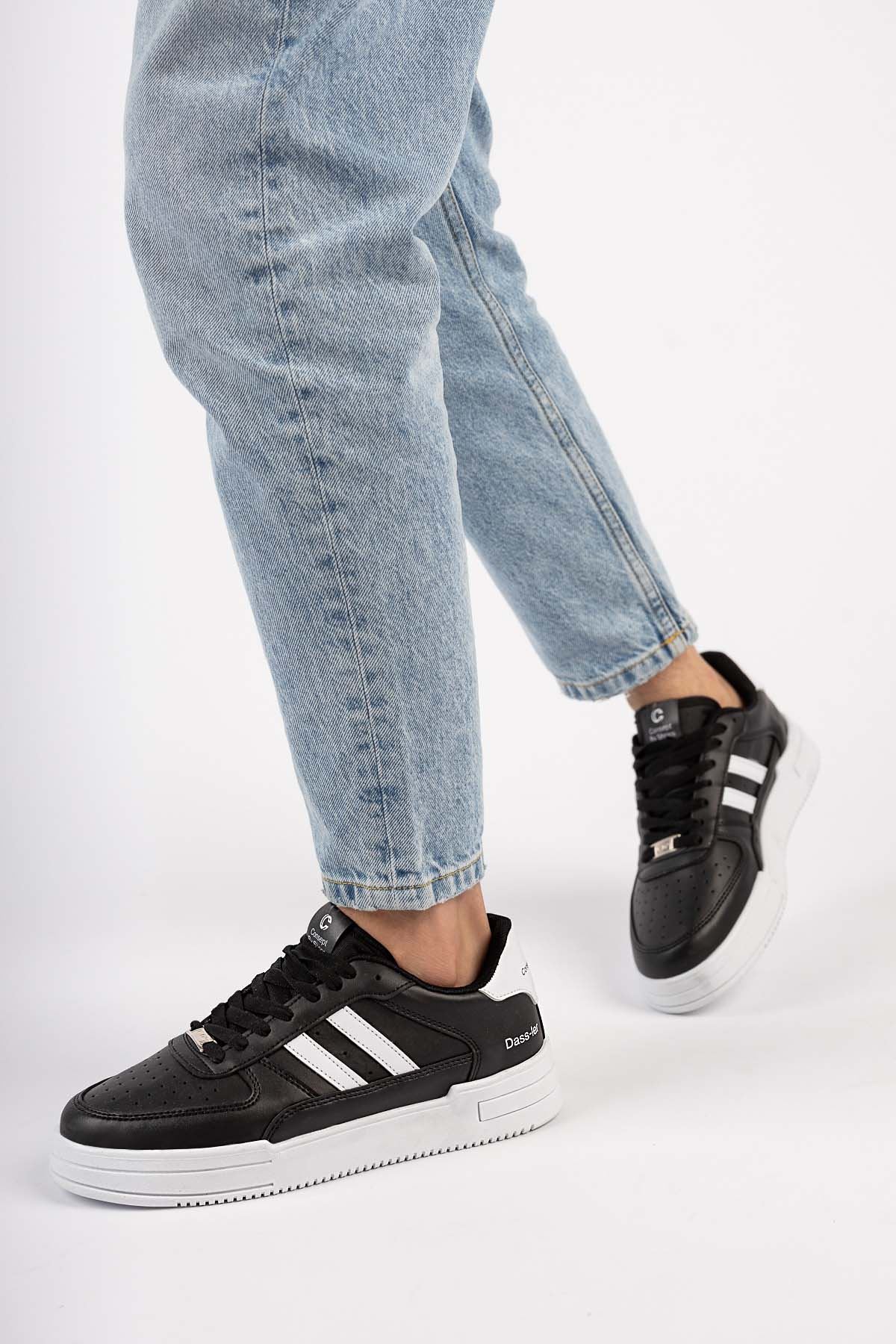 Freemax Unisex Garantili  Hafif Esnek Sağlam Sneaker Spor Ayakkabı Siyah Beyaz