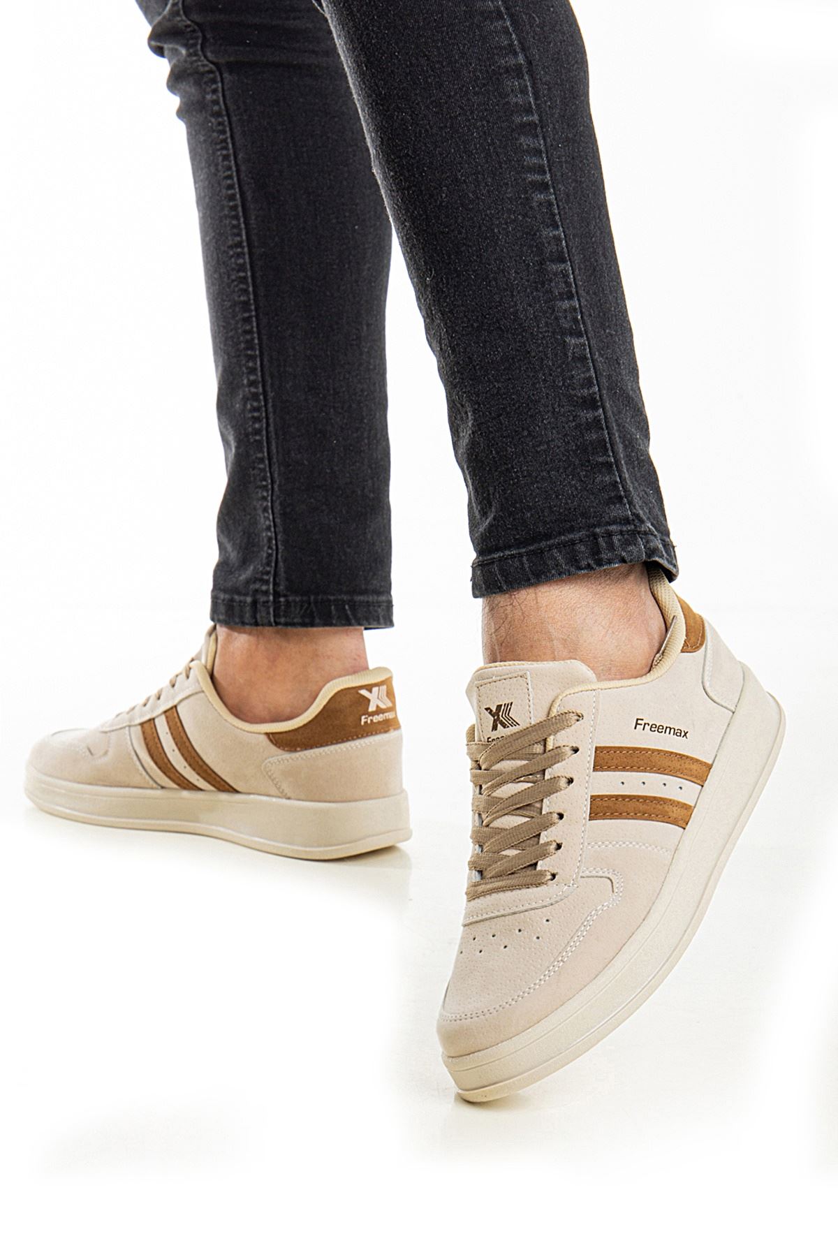 Freemax Unisex Garantili  İç Tabanlık Hafif Esnek Sağlam Sneaker Spor Ayakkabı 2023.178 Bej Kahve