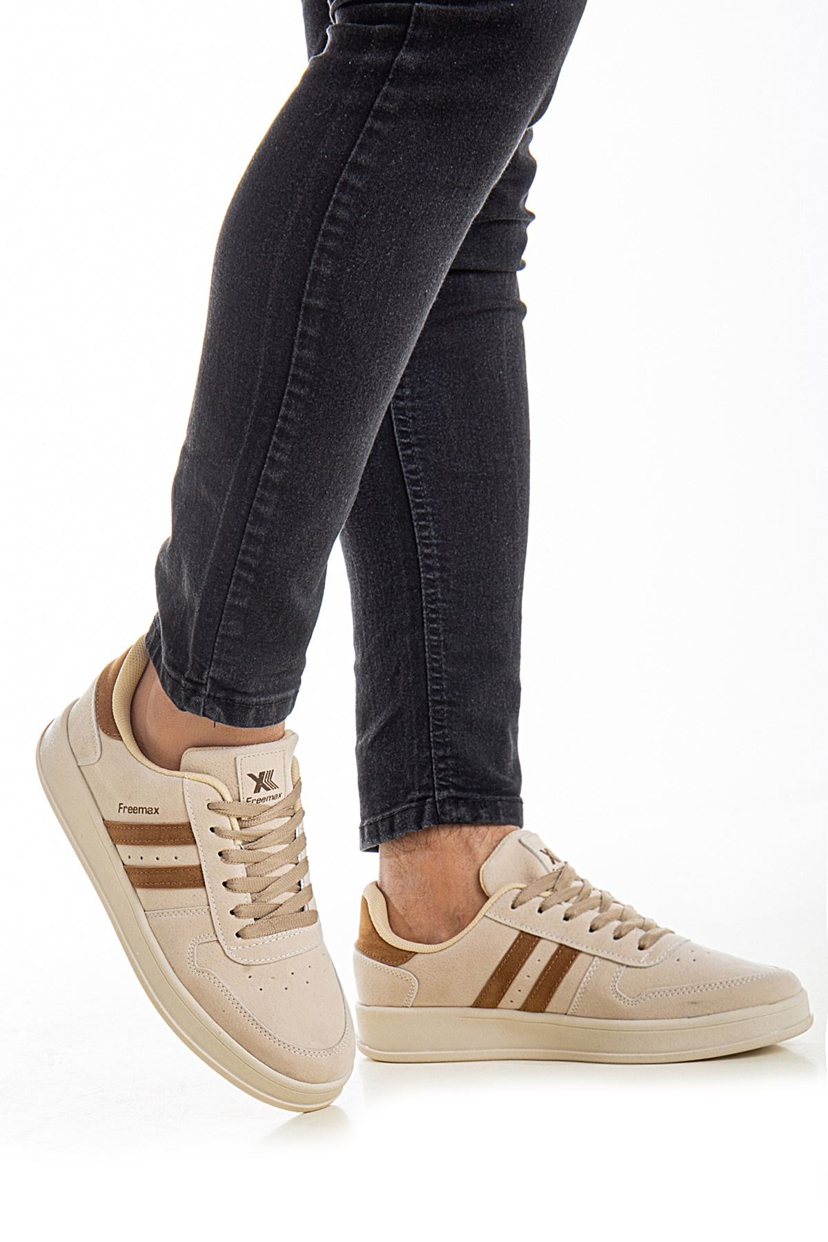 Freemax Unisex Garantili  İç Tabanlık Hafif Esnek Sağlam Sneaker Spor Ayakkabı 2023.178 Bej Kahve