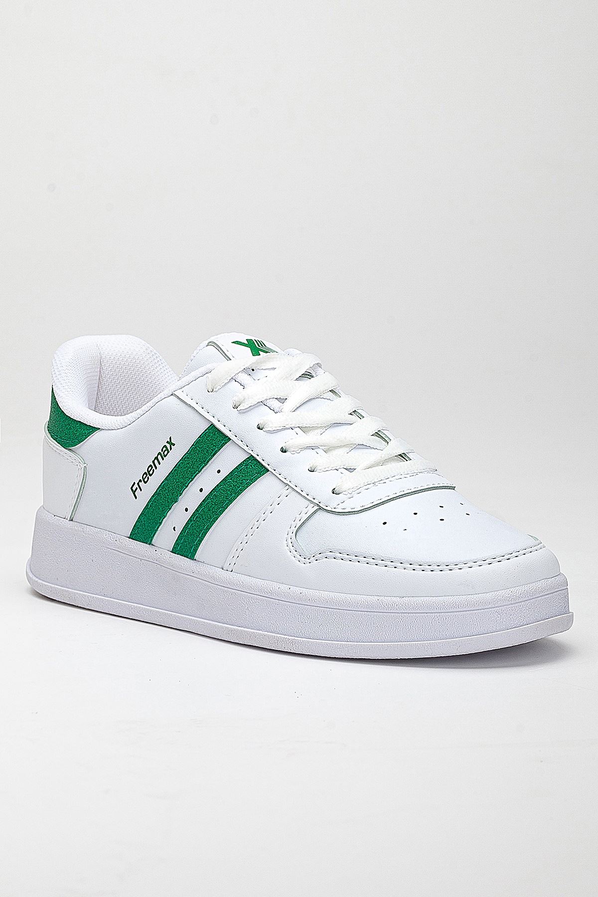 Freemax Unisex Garantili  İç Tabanlık Hafif Esnek Sağlam Sneaker Spor Ayakkabı 2023.178 Beyaz Yeşil