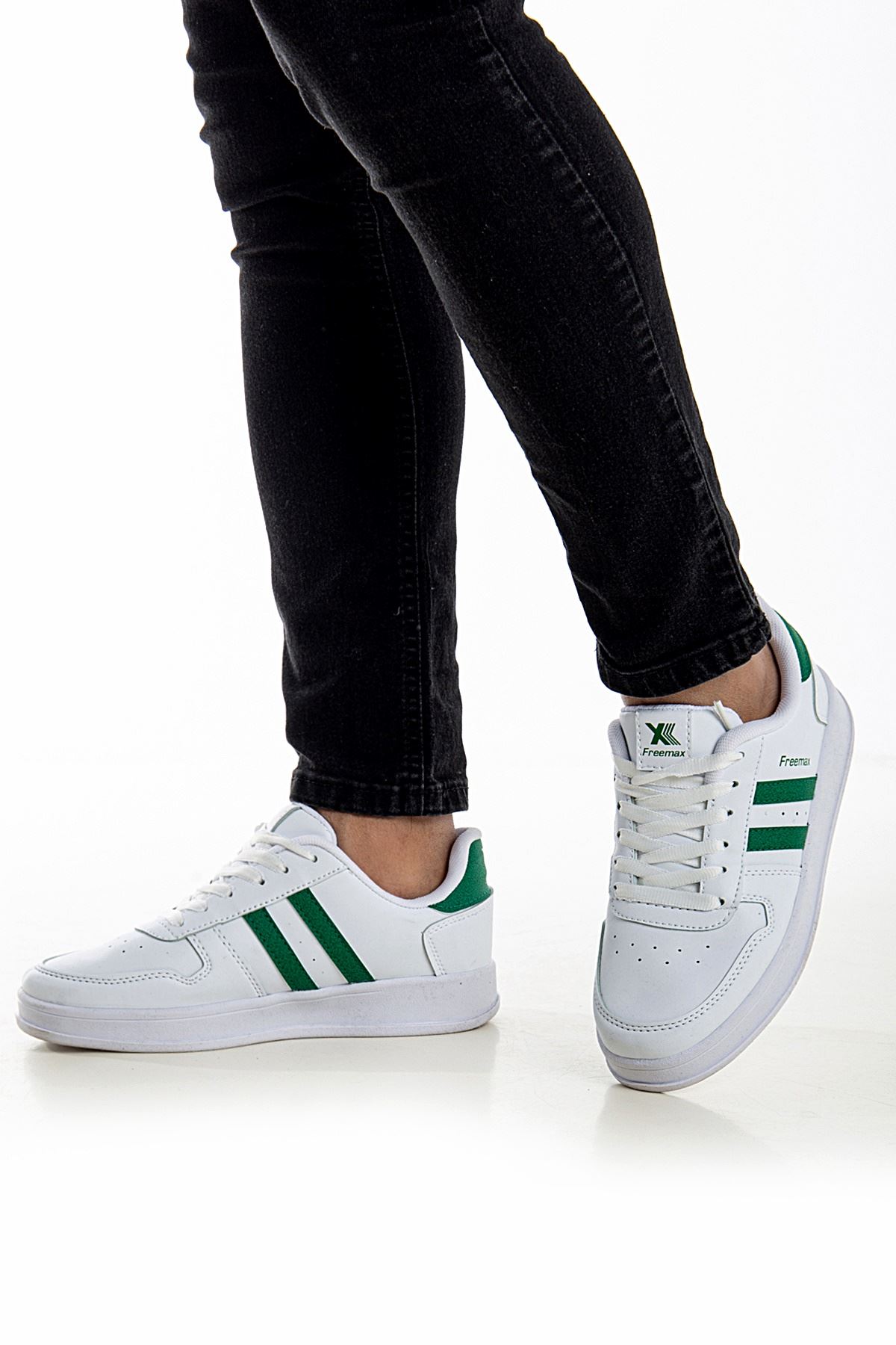 Freemax Unisex Garantili  İç Tabanlık Hafif Esnek Sağlam Sneaker Spor Ayakkabı 2023.178 Beyaz Yeşil