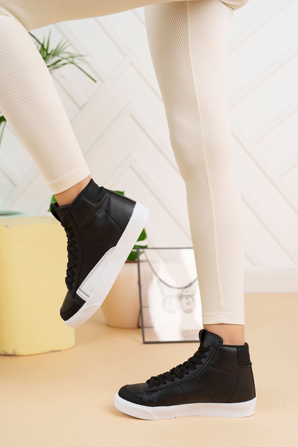 Freemax Kadın Outdoor Spor Sneaker Bot Ayakkabı Freemax.Cll555 Siyah Beyaz