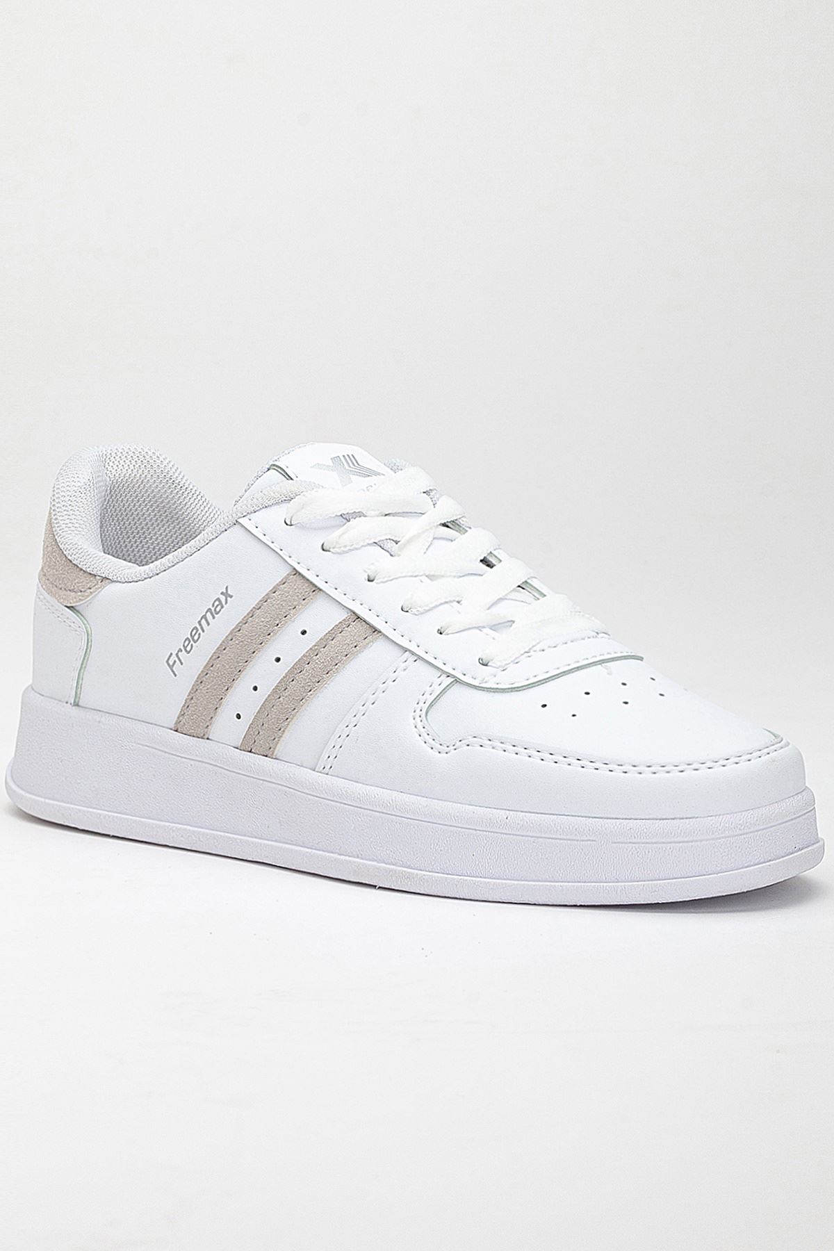 Freemax Unisex Garantili  İç Tabanlık Hafif Esnek Sağlam Sneaker Spor Ayakkabı 2023.178 Beyaz Kum