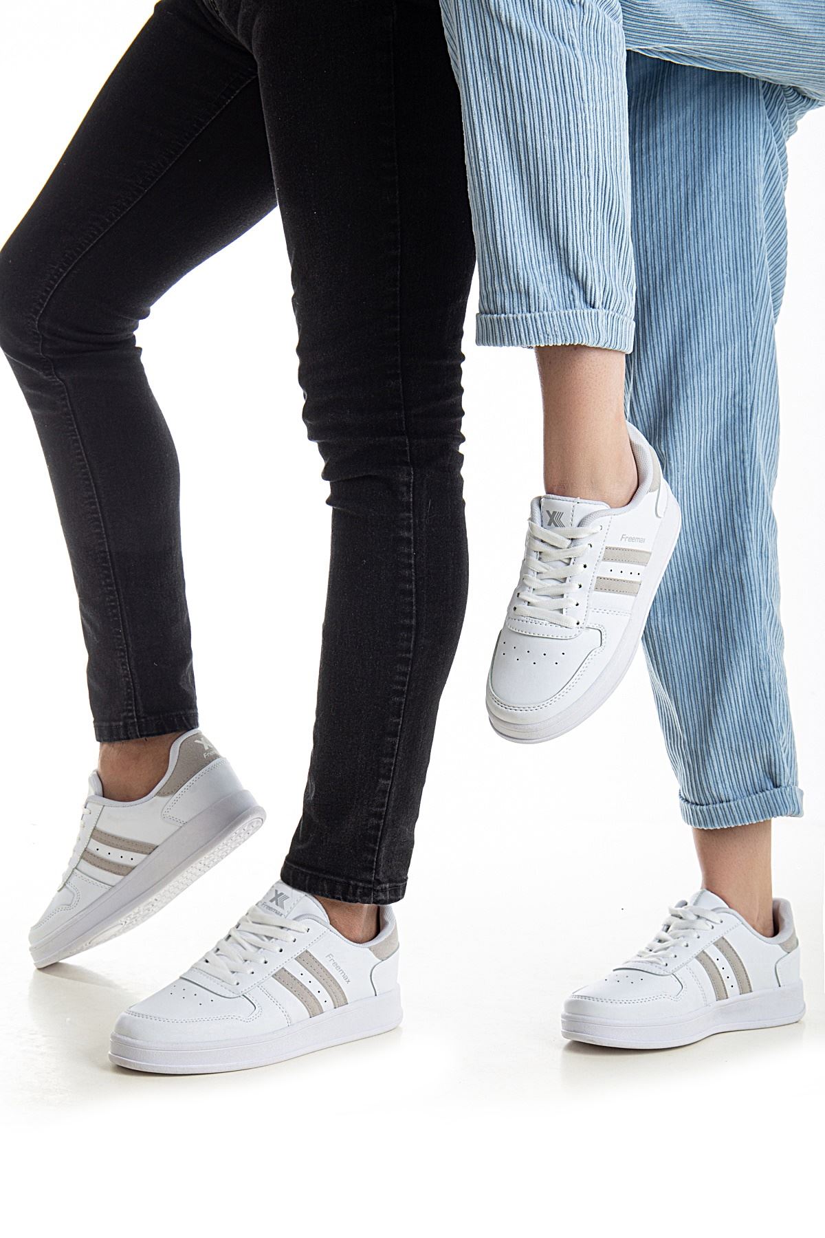 Freemax Unisex Garantili  İç Tabanlık Hafif Esnek Sağlam Sneaker Spor Ayakkabı 2023.178 Beyaz Kum