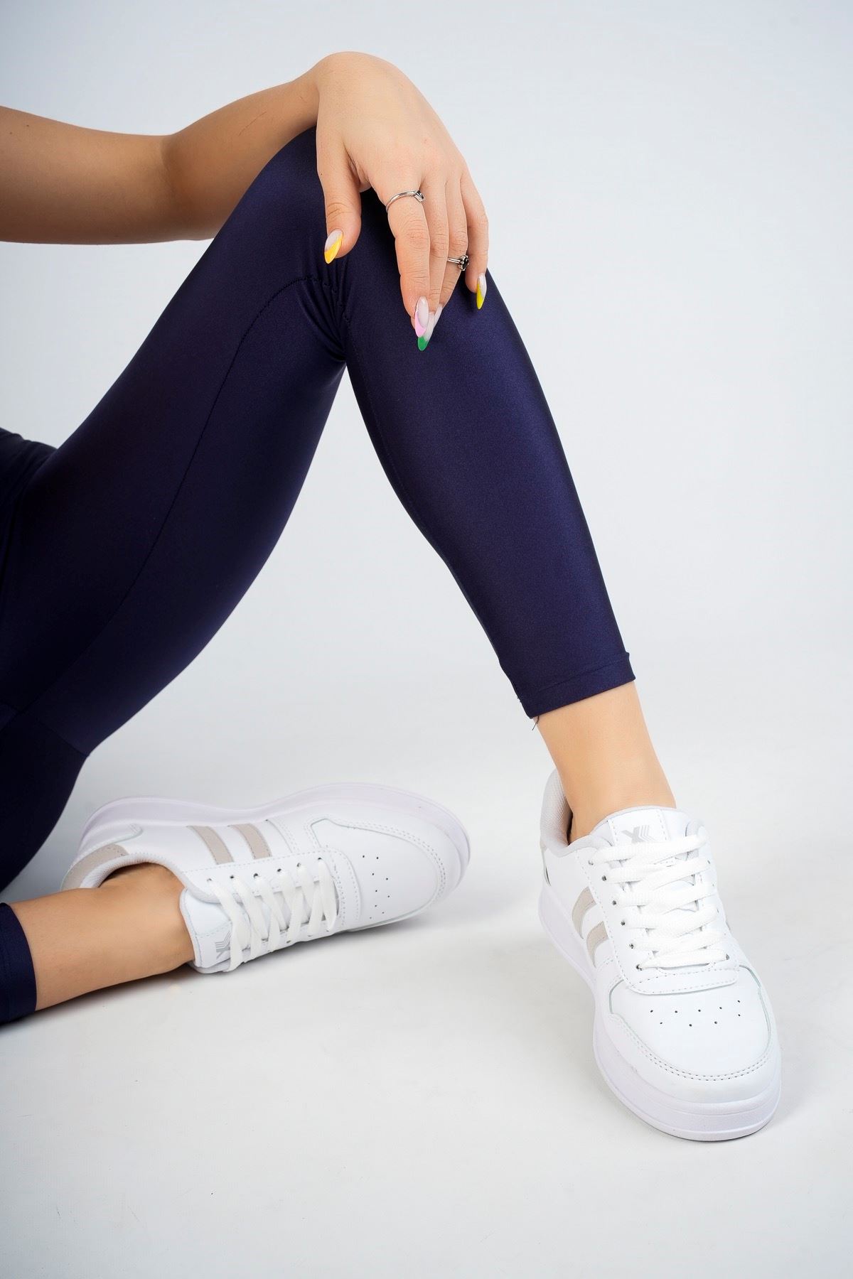 Freemax Unisex Garantili  İç Tabanlık Hafif Esnek Sağlam Sneaker Spor Ayakkabı 2023.178 Beyaz Kum