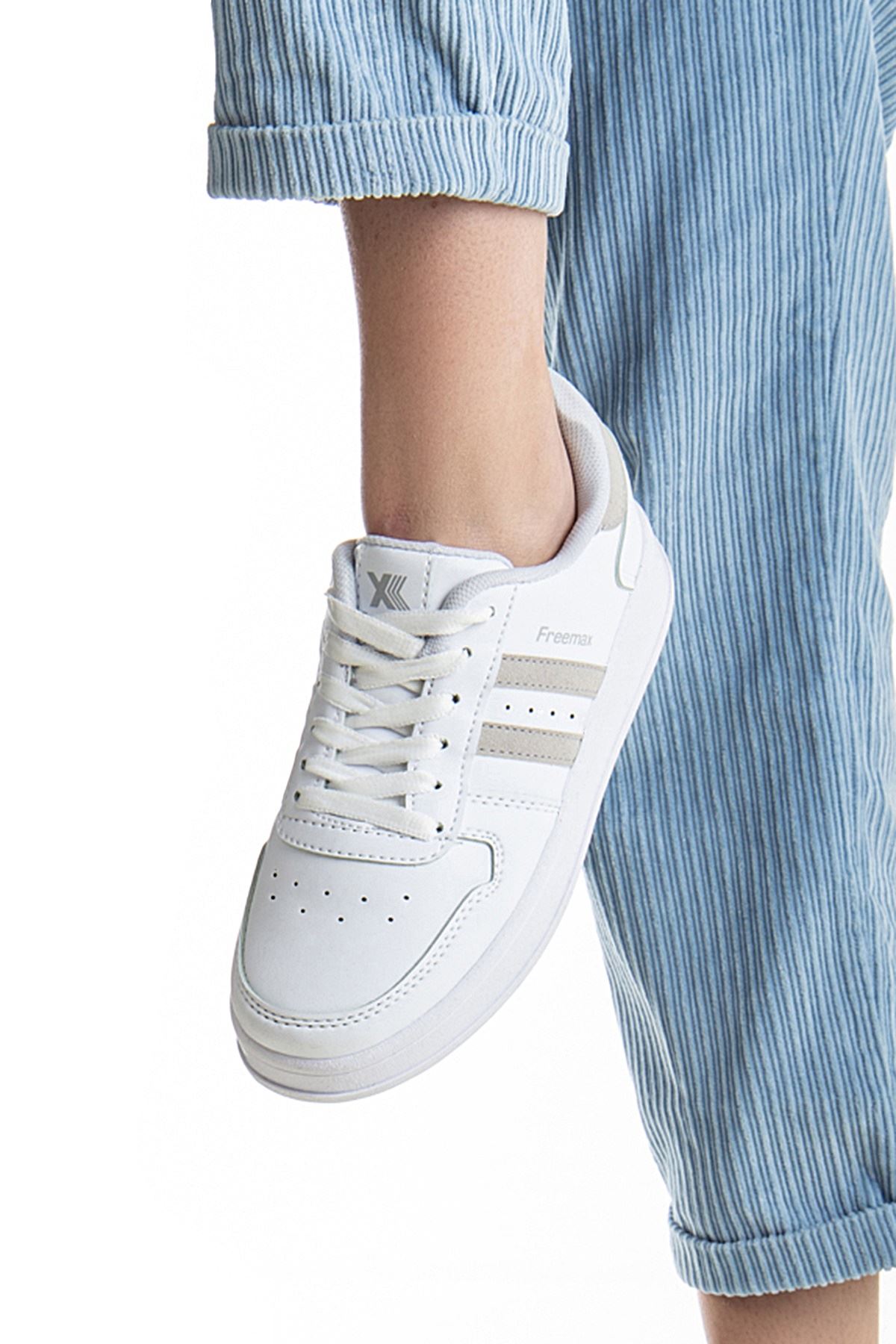 Freemax Unisex Garantili  İç Tabanlık Hafif Esnek Sağlam Sneaker Spor Ayakkabı 2023.178 Beyaz Kum