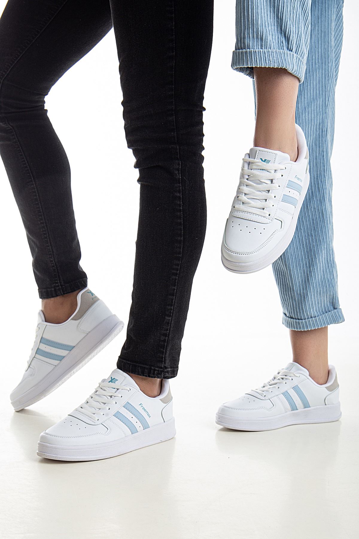 Freemax Unisex Garantili  İç Tabanlık Hafif Esnek Sağlam Sneaker Spor Ayakkabı 2023.178 Beyaz Mavi