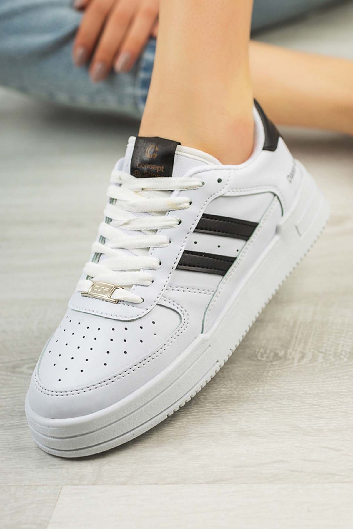 Freemax Unisex Garantili  Hafif Esnek Sağlam Sneaker Spor Ayakkabı Beyaz Siyah