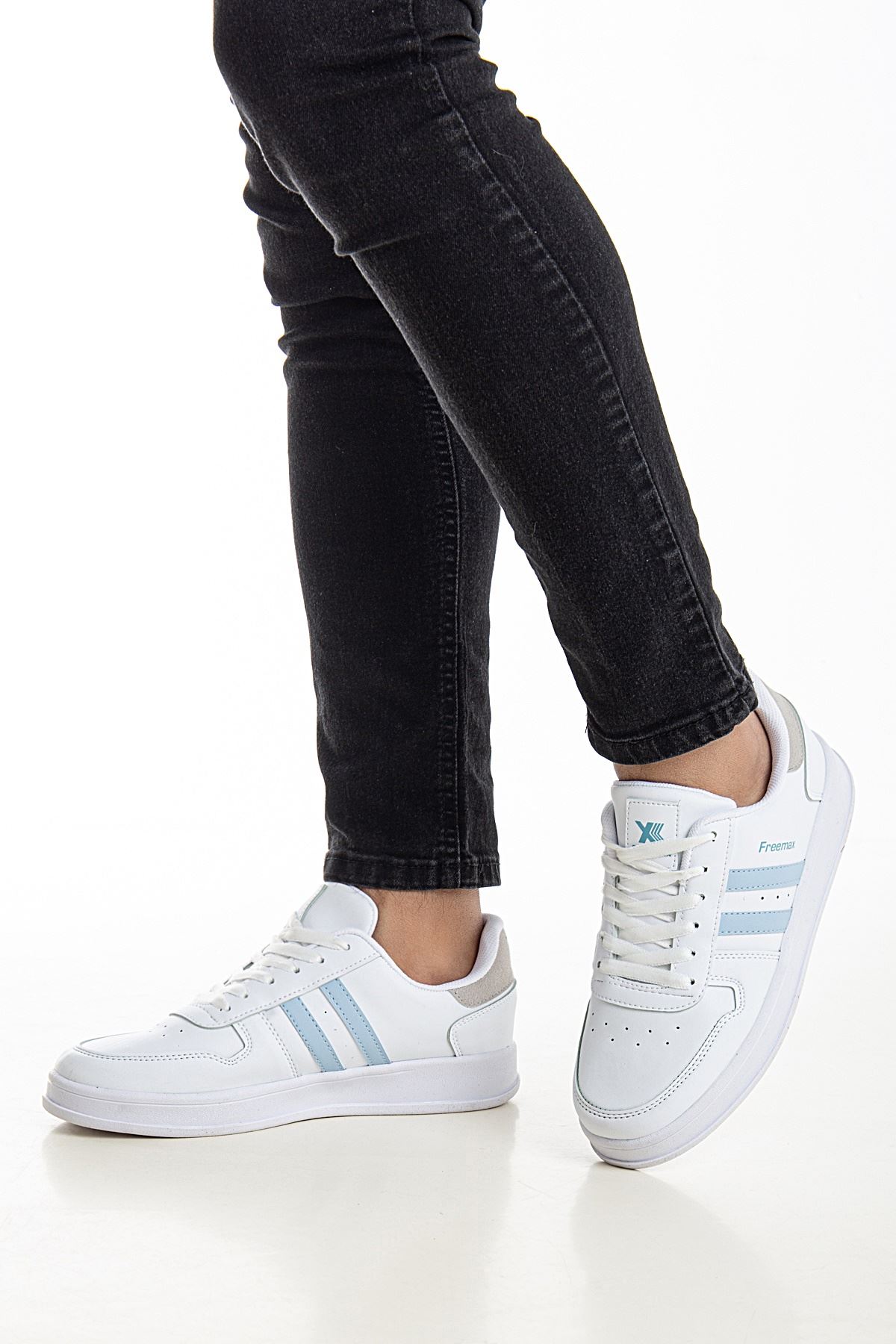 Freemax Unisex Garantili  İç Tabanlık Hafif Esnek Sağlam Sneaker Spor Ayakkabı 2023.178 Beyaz Mavi