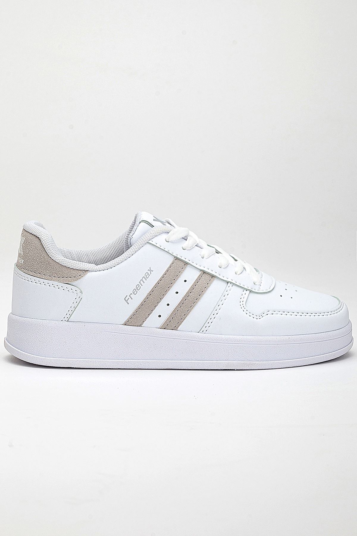 Freemax Unisex Garantili  İç Tabanlık Hafif Esnek Sağlam Sneaker Spor Ayakkabı 2023.178 Beyaz Kum