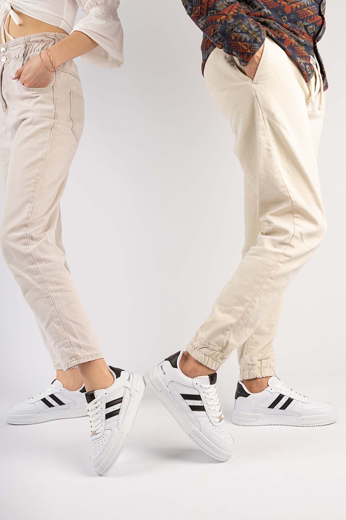 Freemax Unisex Garantili  Hafif Esnek Sağlam Sneaker Spor Ayakkabı Beyaz Siyah