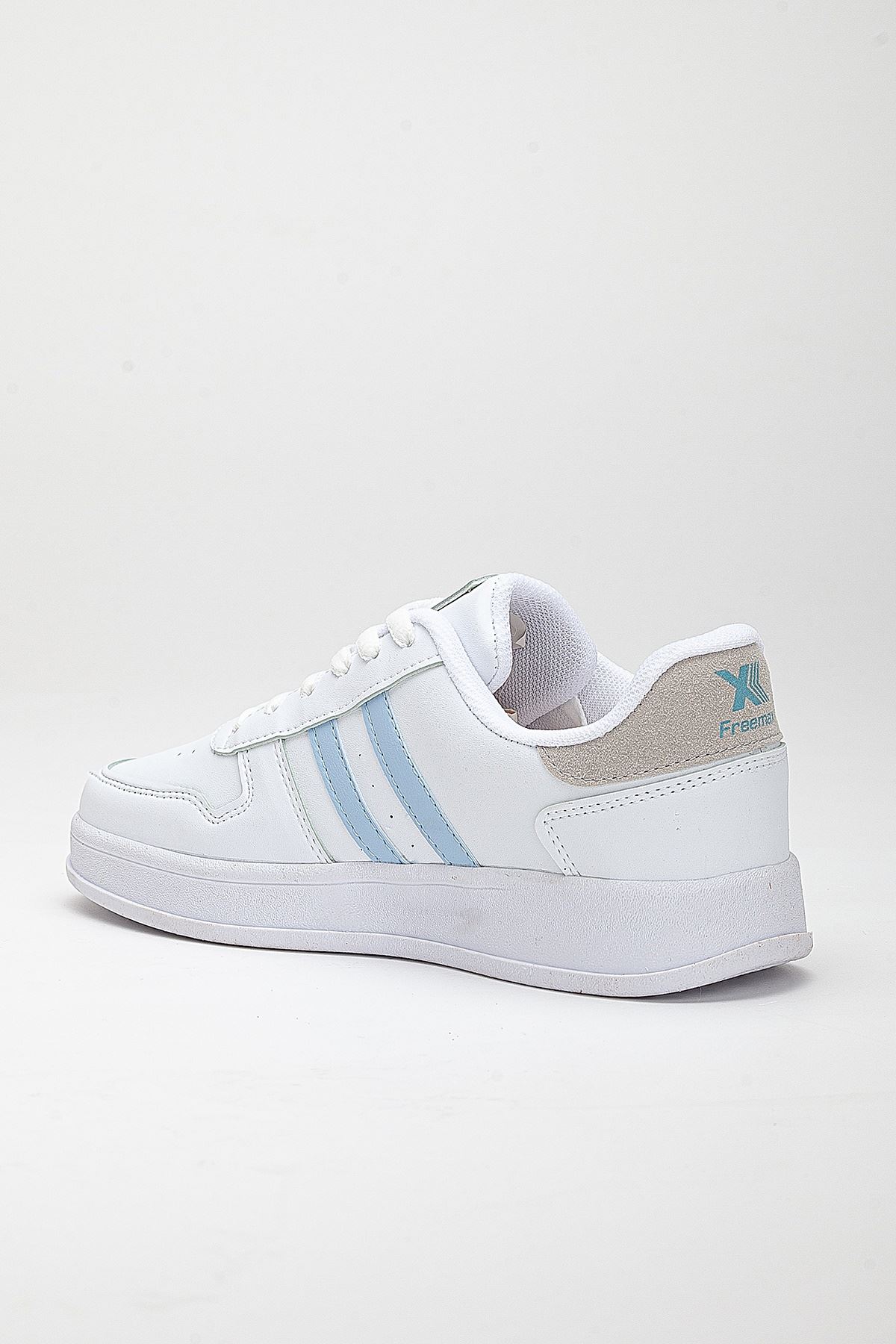 Freemax Unisex Garantili  İç Tabanlık Hafif Esnek Sağlam Sneaker Spor Ayakkabı 2023.178 Beyaz Mavi