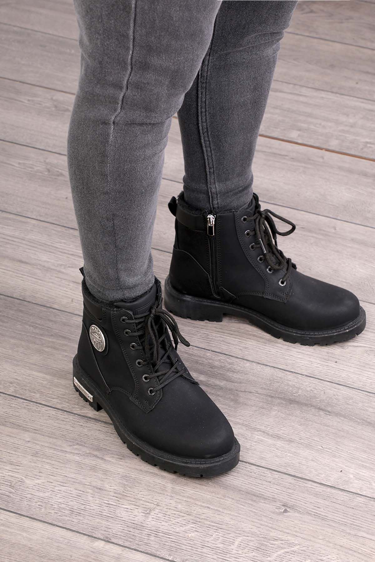 Freemax Unisex Garantili Kürklü Kauçuk Anatomik Taban Kışlık Fermuarlı Bot Forza 528 SİYAH