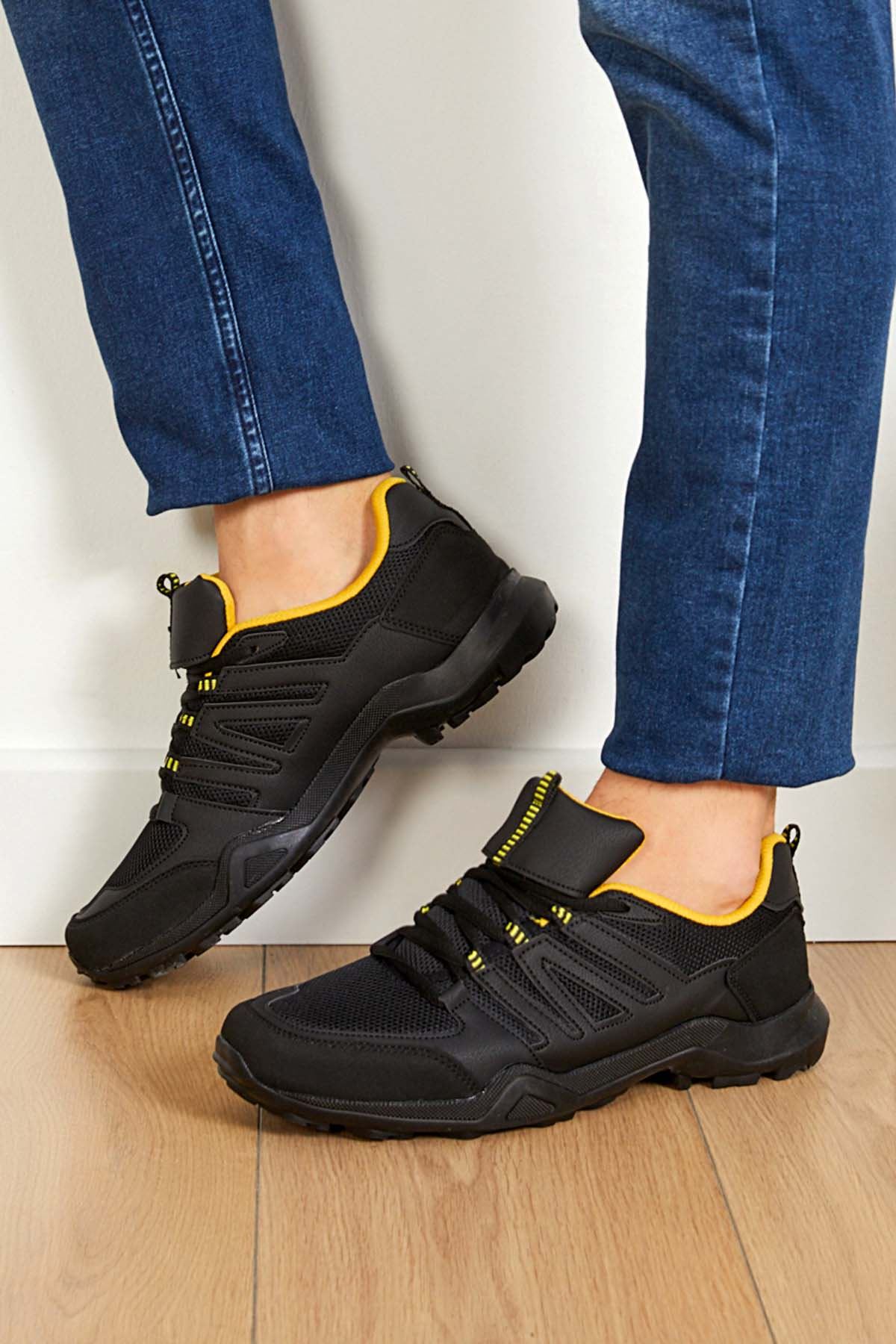 Freemax Erkek  Konforlu Outdoor Spor Ayakkabı SİYAH SARI