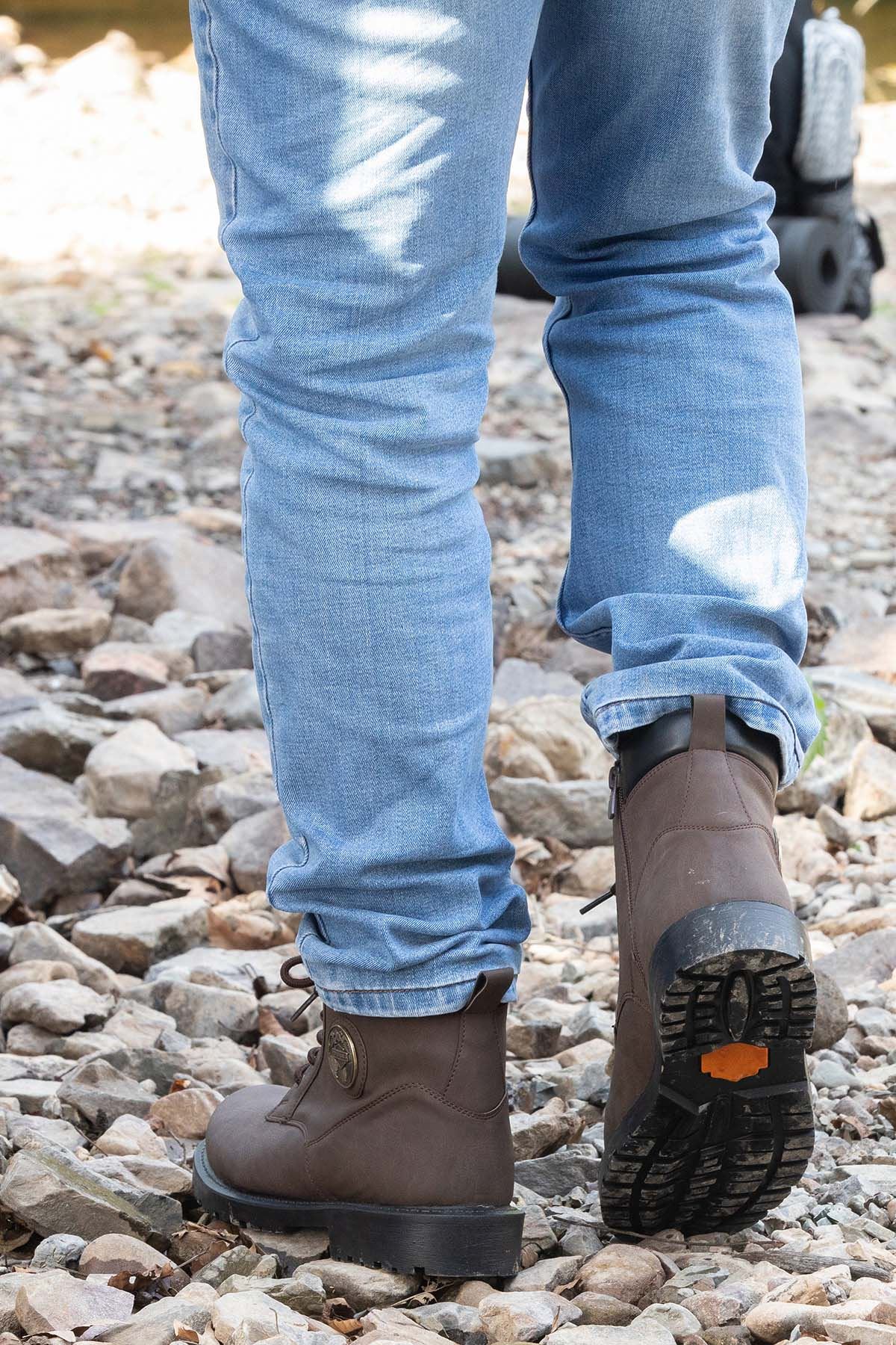 Freemax Unisex Garantili Kürklü Kauçuk Anatomik Taban Kışlık Fermuarlı Bot Forza 528 Kahverengi