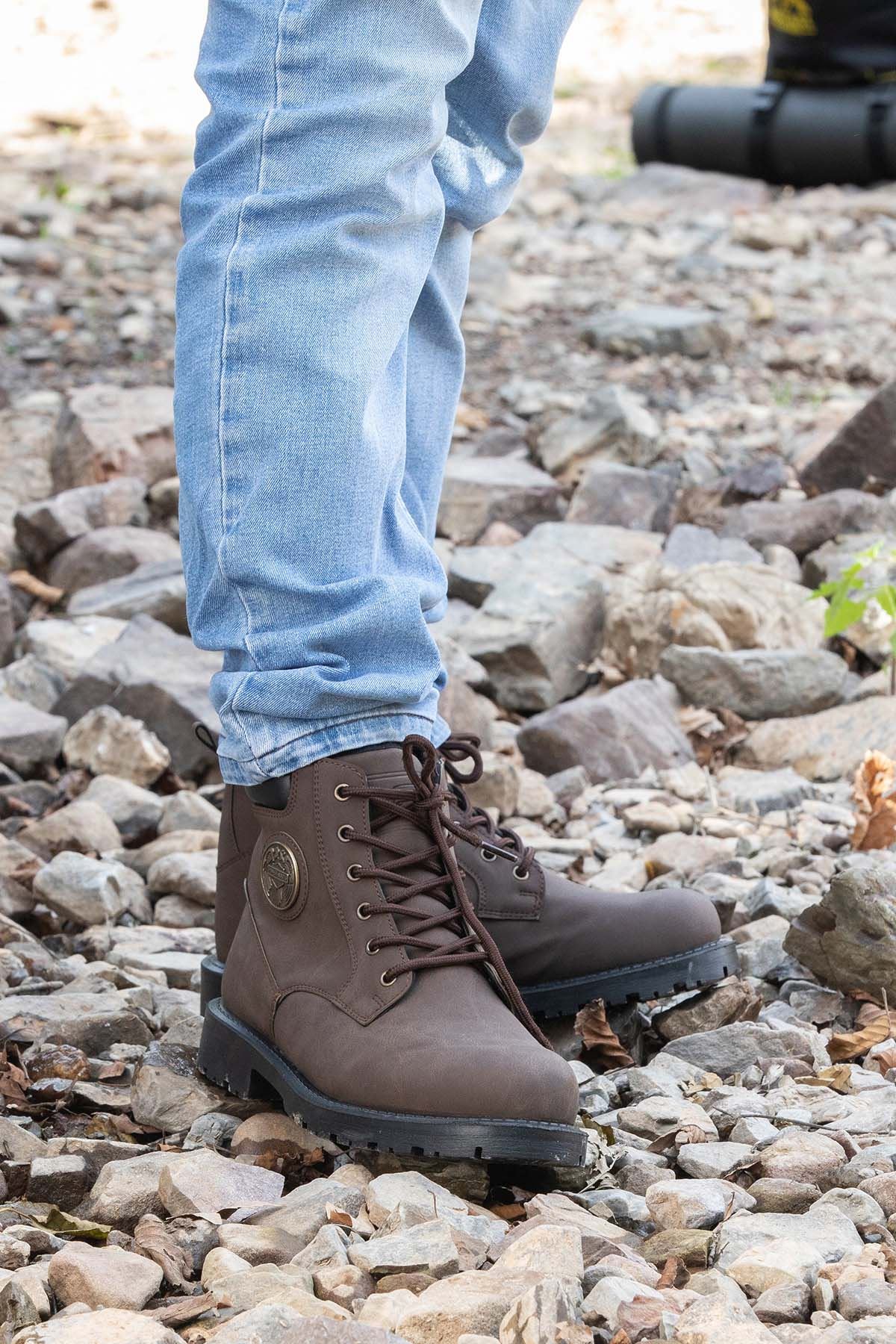 Freemax Unisex Garantili Kürklü Kauçuk Anatomik Taban Kışlık Fermuarlı Bot Forza 528 Kahverengi