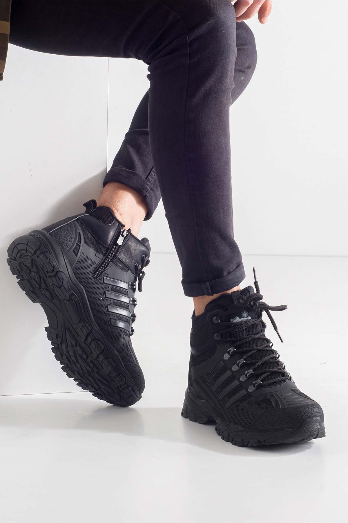 Freemax Su Geçirmez Kauçuk Kaplama Esnek Termo Taban Kışlık Bot SİYAH