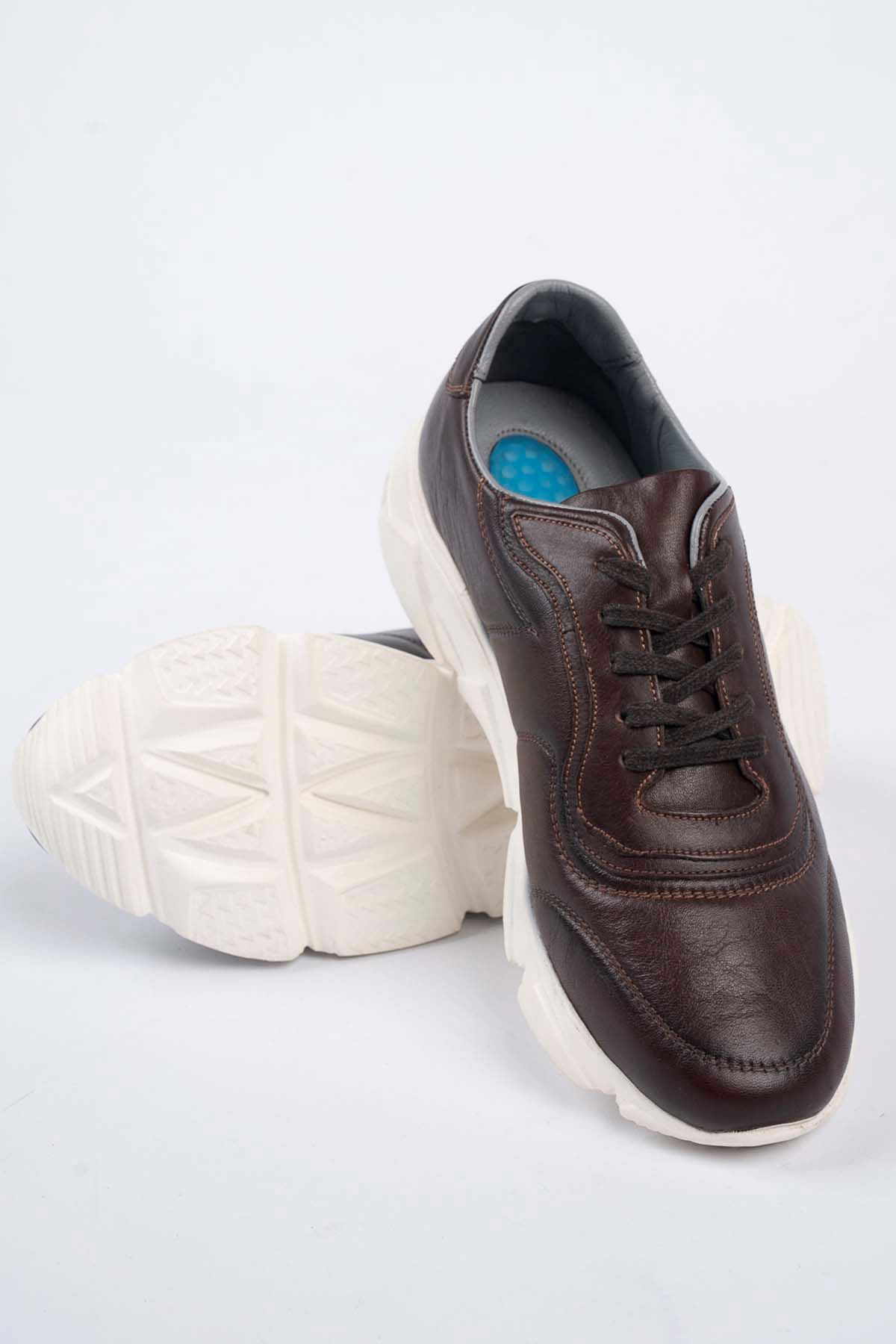 Freemax Erkek İç Dış Hakiki Deri Eva  Jel İç Taban Spor Sneaker Ayakkabı LSNS.HD 355 Kahverengi