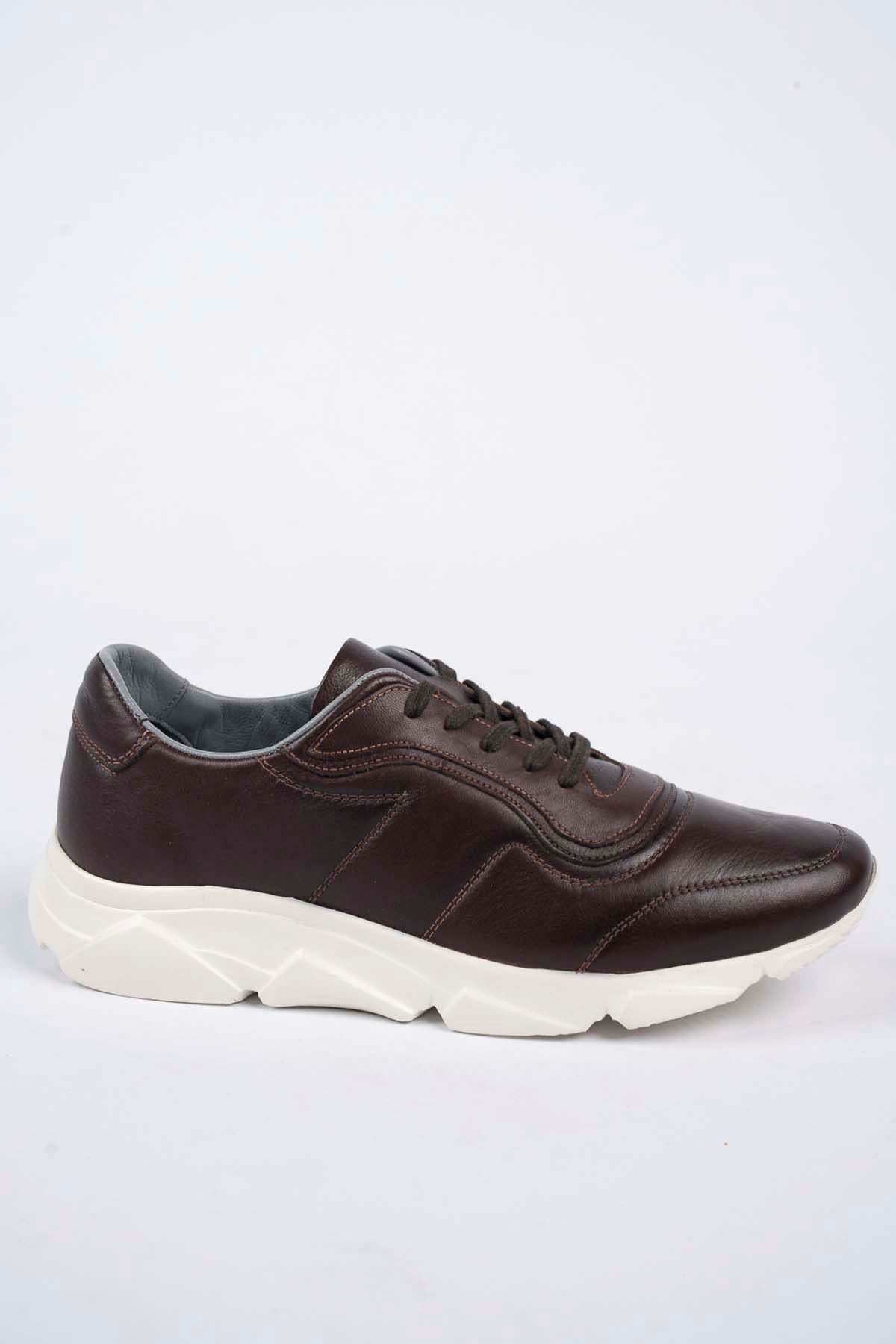 Freemax Erkek İç Dış Hakiki Deri Eva  Jel İç Taban Spor Sneaker Ayakkabı LSNS.HD 355 Kahverengi