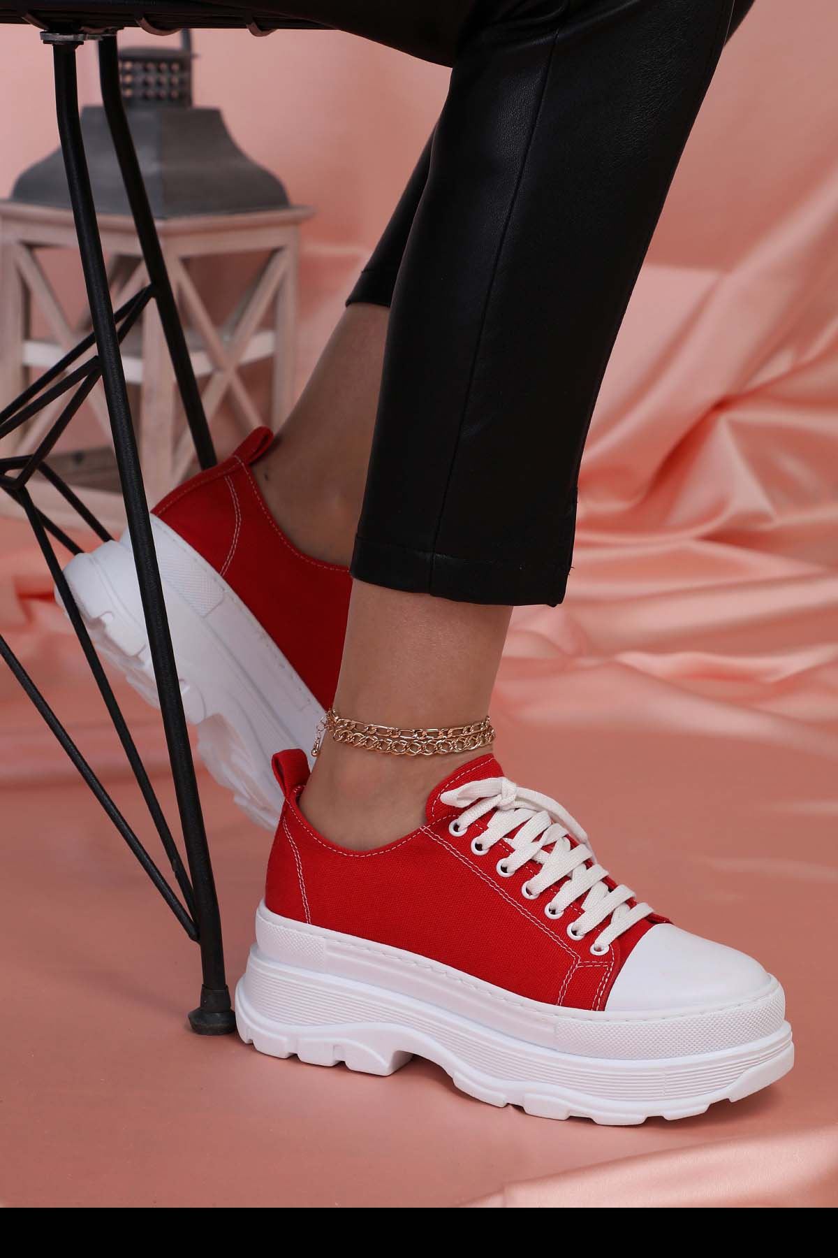 Freemax Kadın  Sneaker Spor Ayakkabı KIRMIZI