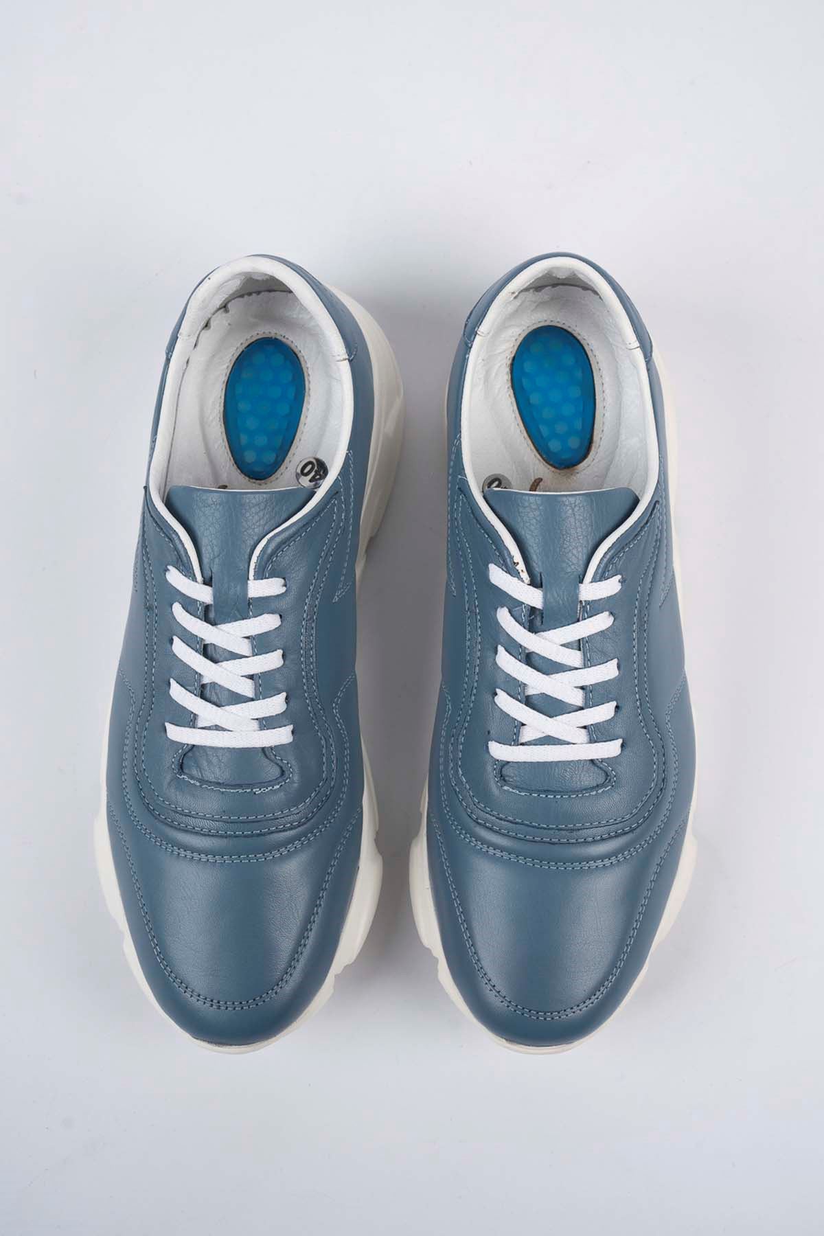 Freemax Erkek İç Dış Hakiki Deri Eva  Jel İç Taban Spor Sneaker Ayakkabı LSNS.HD 355 Mavi