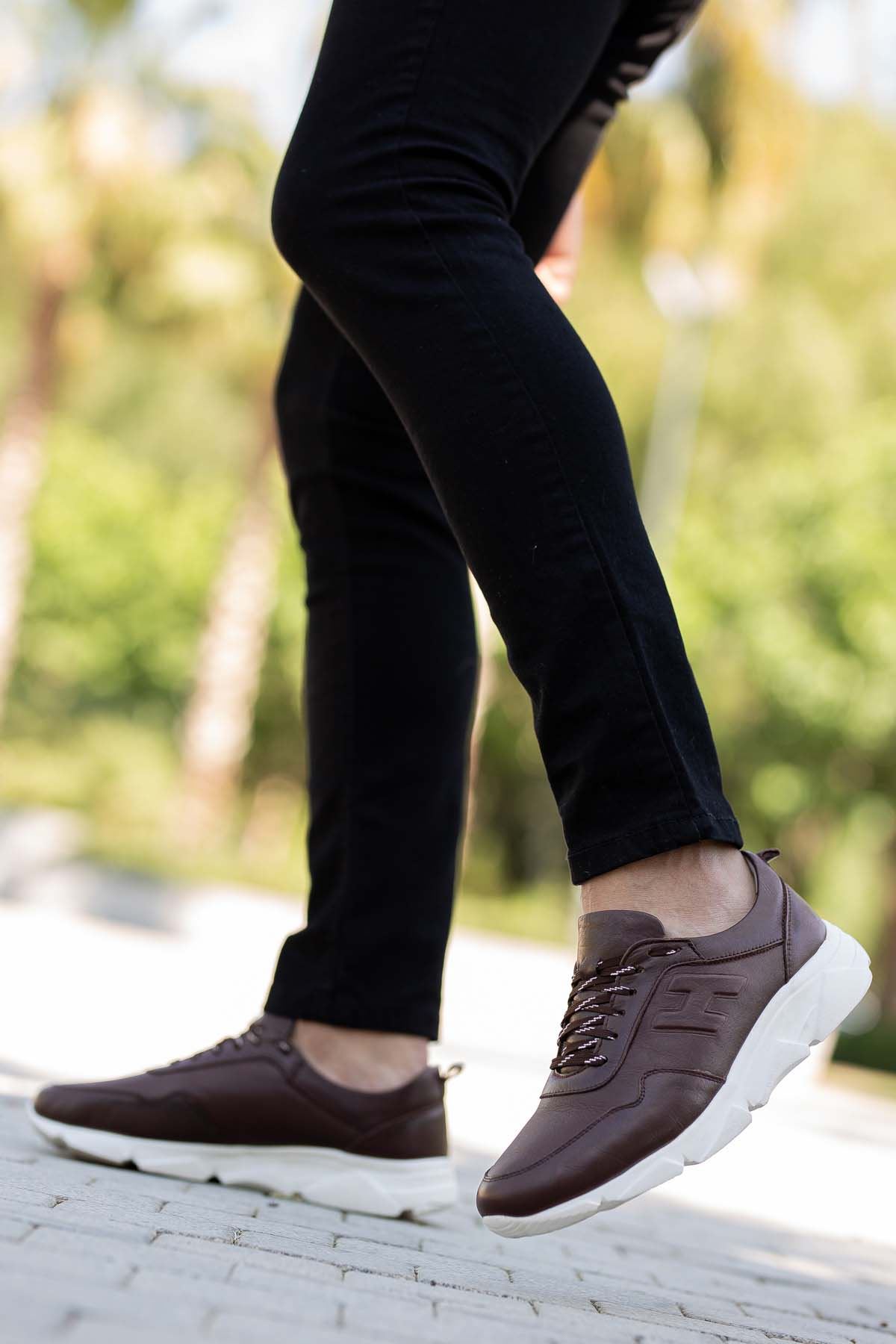 Freemax Erkek İç Dış Hakiki Deri Eva  Jel İç Taban Spor Sneaker Ayakkabı LSNS.HD 455 Kahverengi