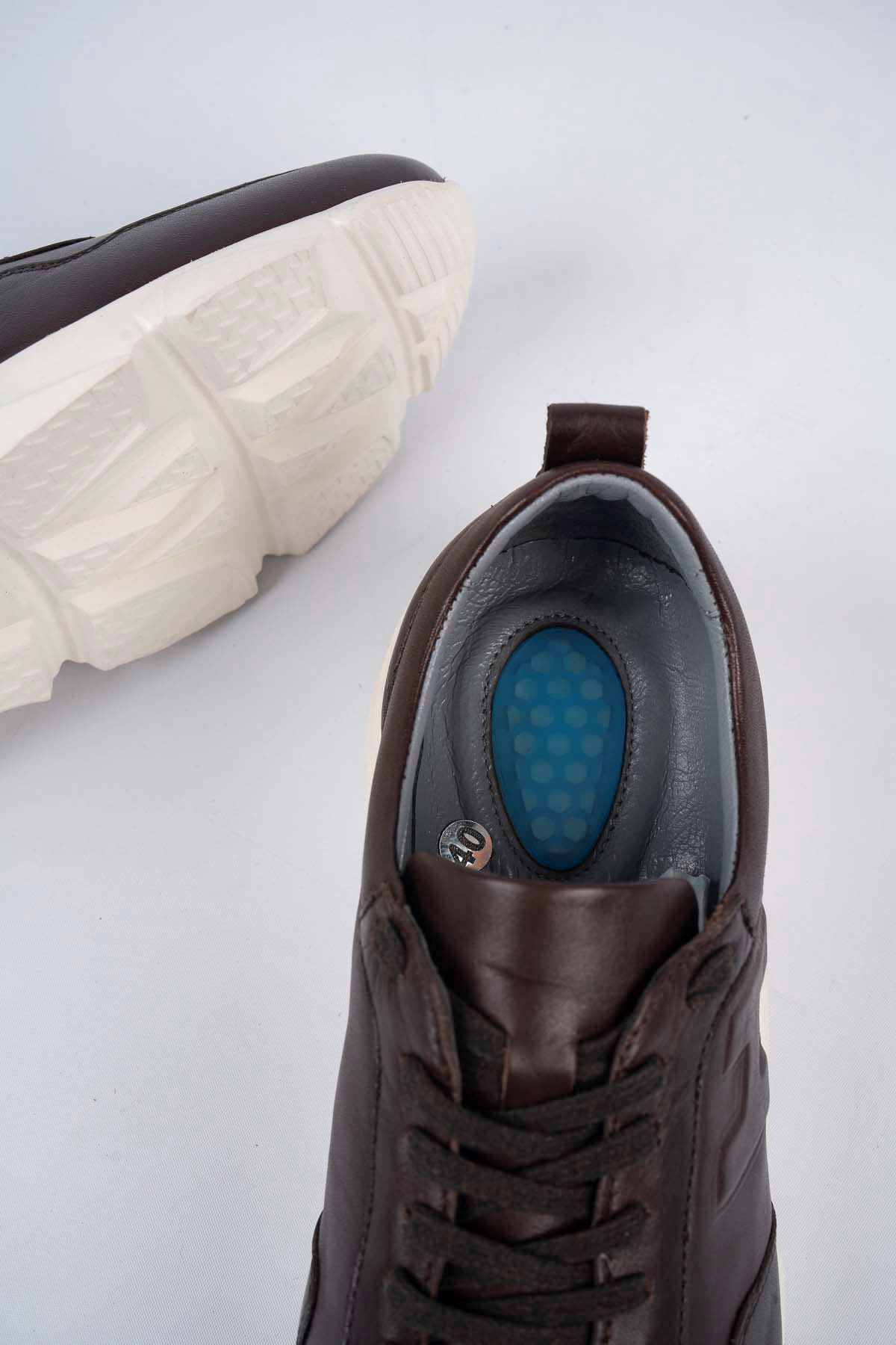 Freemax Erkek İç Dış Hakiki Deri Eva  Jel İç Taban Spor Sneaker Ayakkabı LSNS.HD 455 Kahverengi