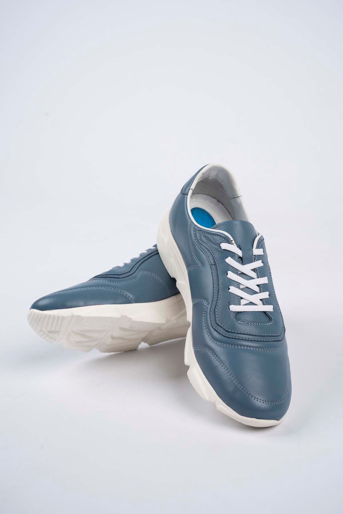 Freemax Erkek İç Dış Hakiki Deri Eva  Jel İç Taban Spor Sneaker Ayakkabı LSNS.HD 355 Mavi