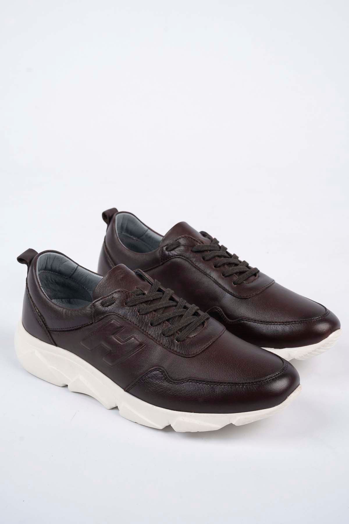 Freemax Erkek İç Dış Hakiki Deri Eva  Jel İç Taban Spor Sneaker Ayakkabı LSNS.HD 455 Kahverengi