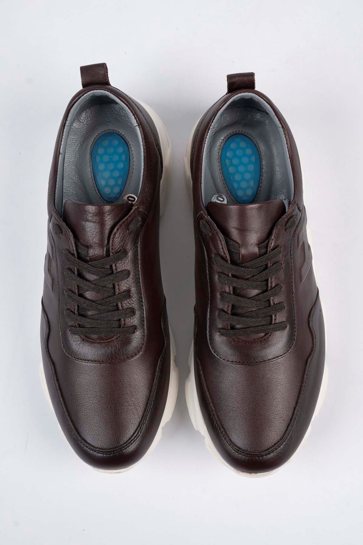 Freemax Erkek İç Dış Hakiki Deri Eva  Jel İç Taban Spor Sneaker Ayakkabı LSNS.HD 455 Kahverengi