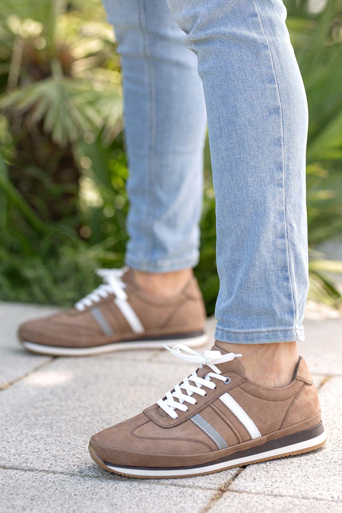 Freemax Erkek İç Dış Hakiki Deri Termo  Jel İç Taban Spor Sneaker Ayakkabı LSNS.HD 2101 KUM