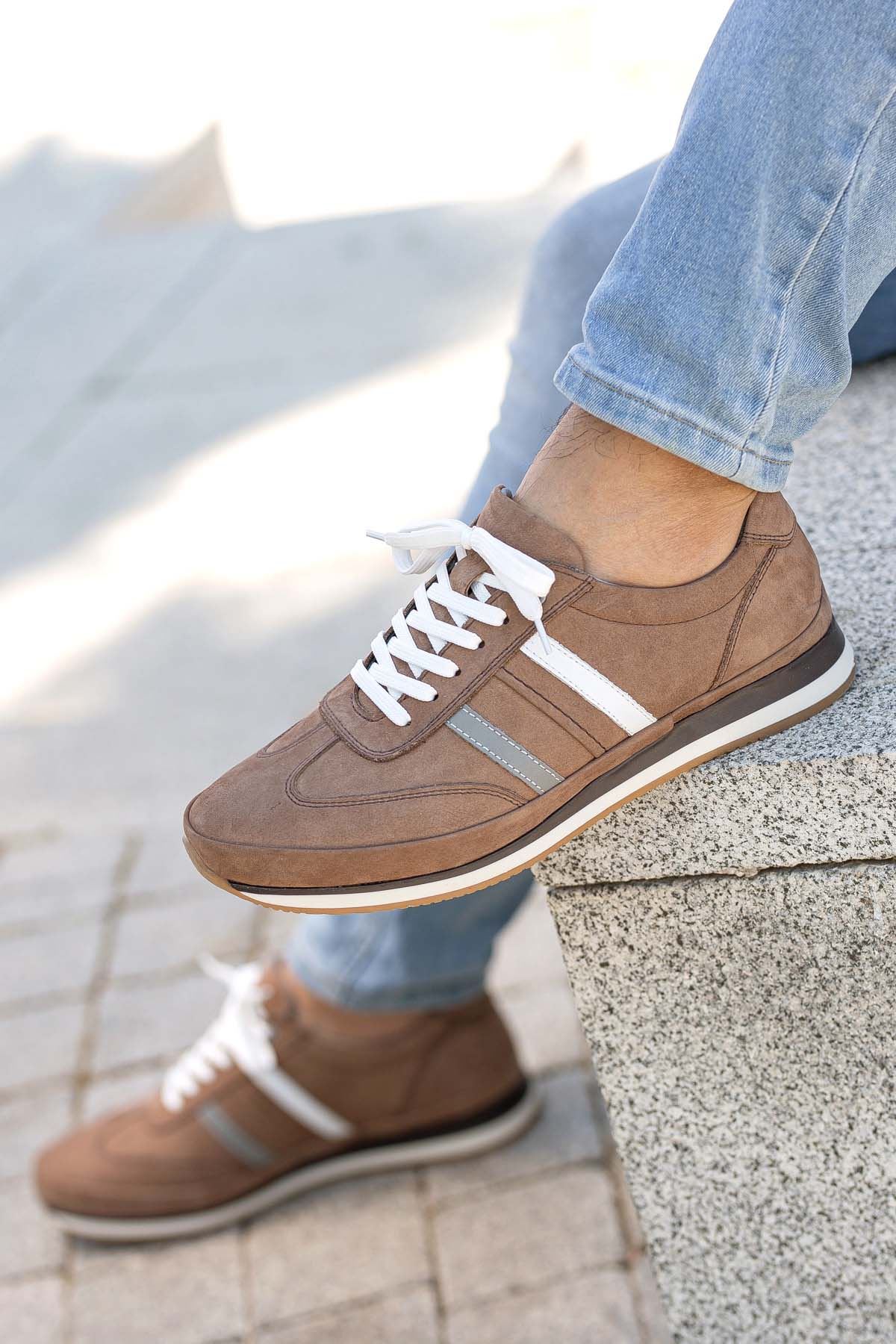 Freemax Erkek İç Dış Hakiki Deri Termo  Jel İç Taban Spor Sneaker Ayakkabı LSNS.HD 2101 KUM