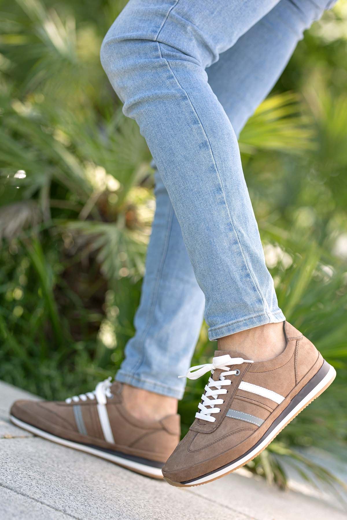 Freemax Erkek İç Dış Hakiki Deri Termo  Jel İç Taban Spor Sneaker Ayakkabı LSNS.HD 2101 KUM