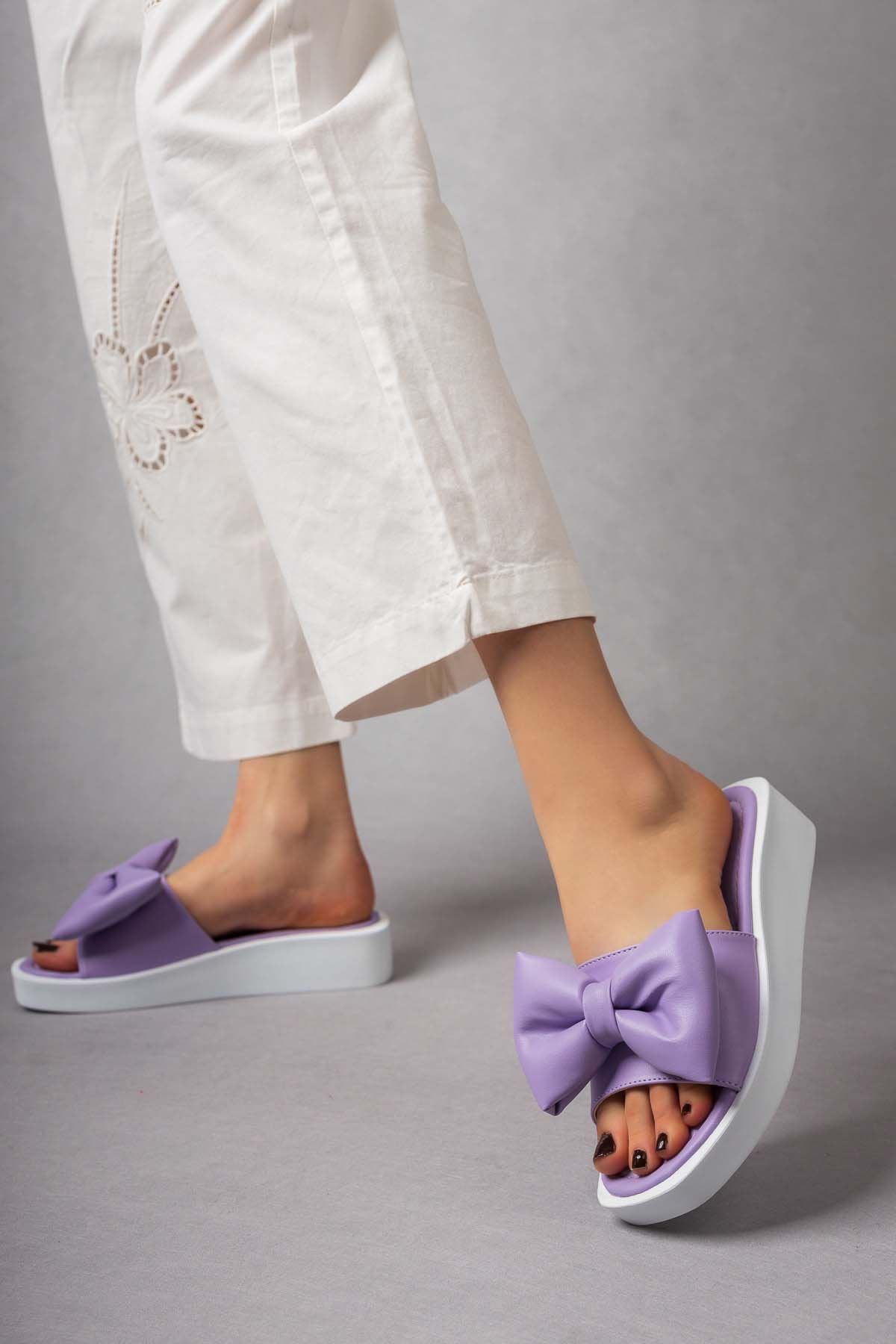 Freemax Kadın Fiyonk Detaylı Günlük Terlik Ppl.4040 Lila